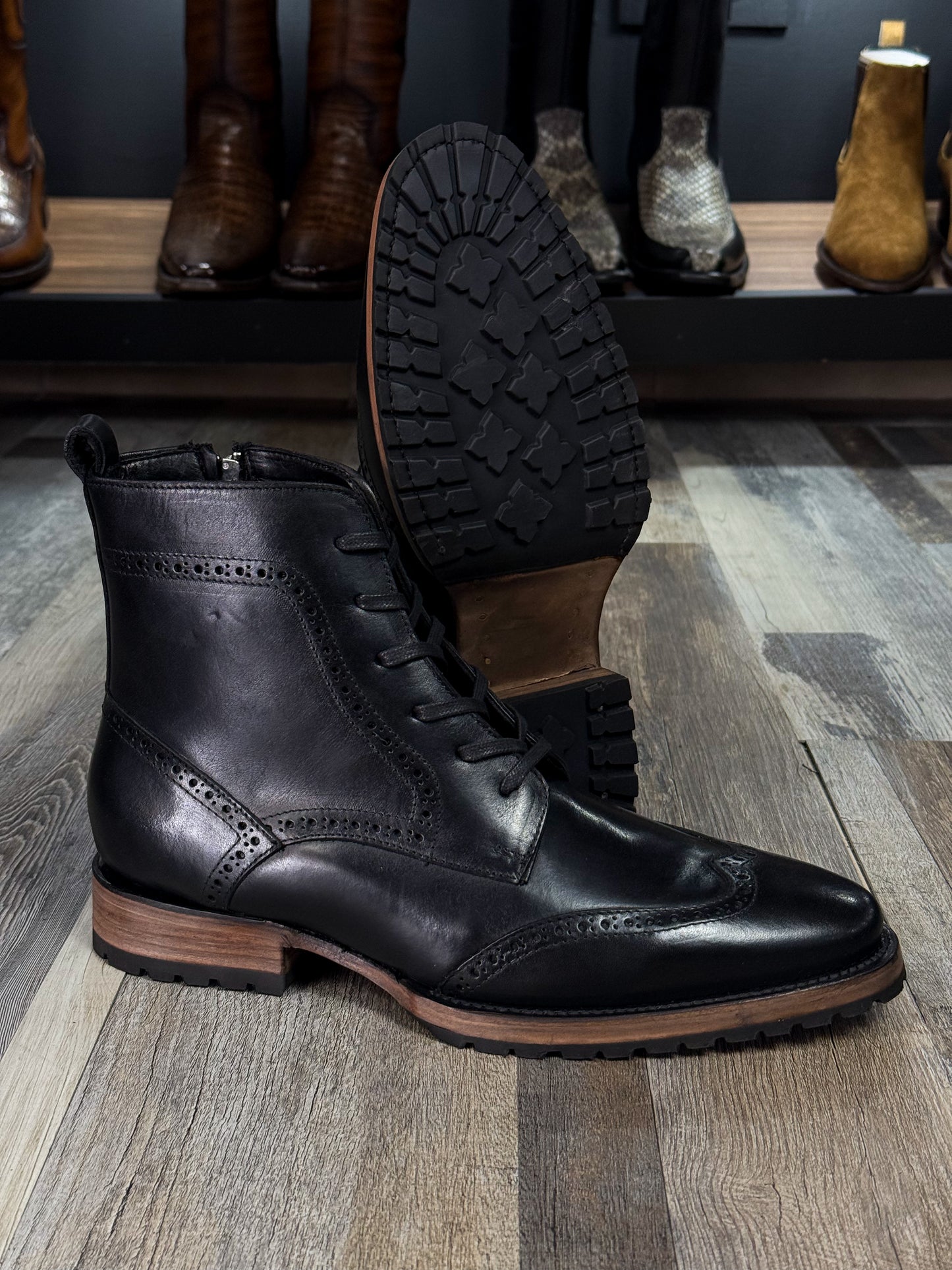 CARLO BROWN PITON BOOTS