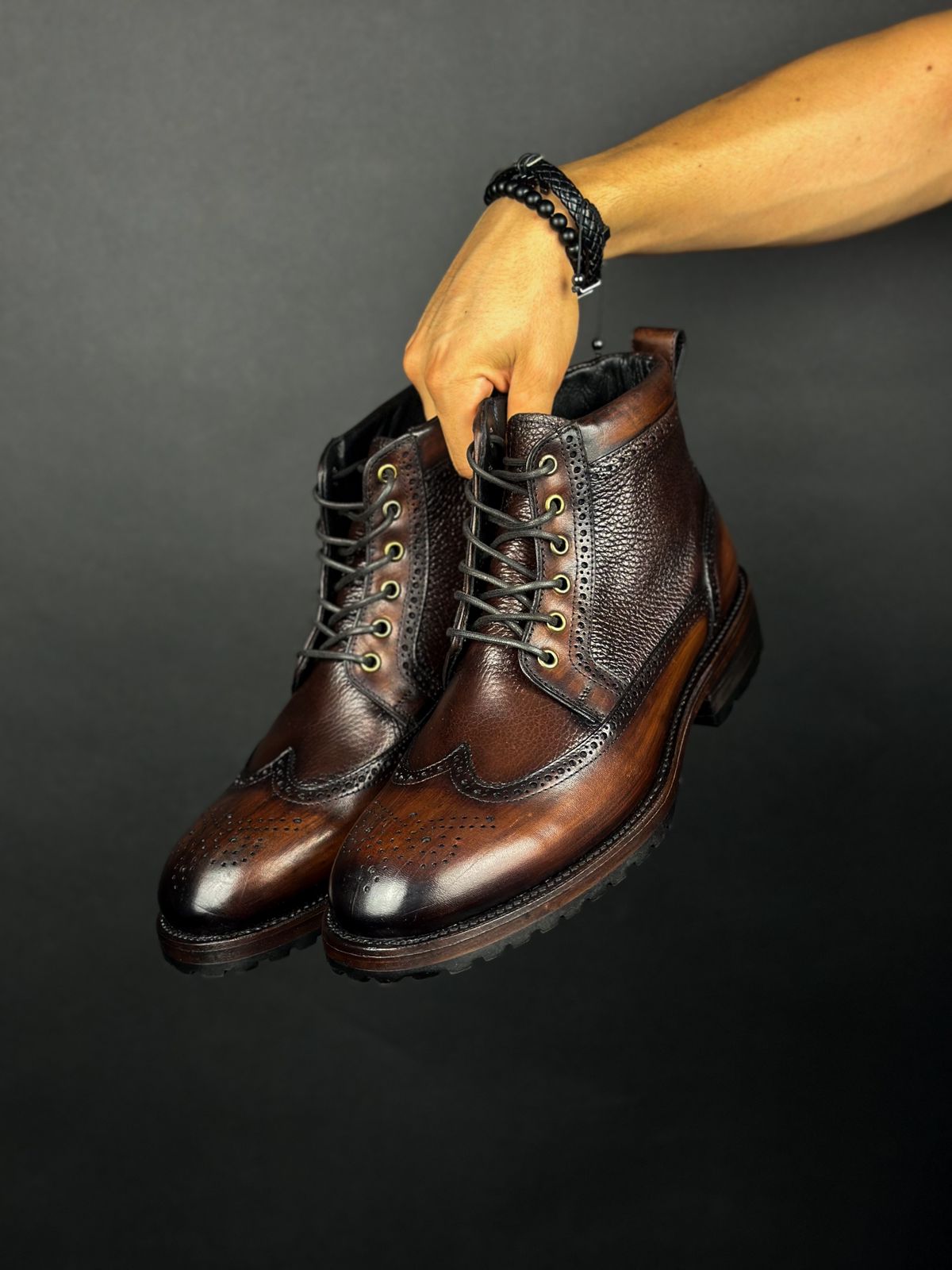 CARLO BROWN PITON BOOTS
