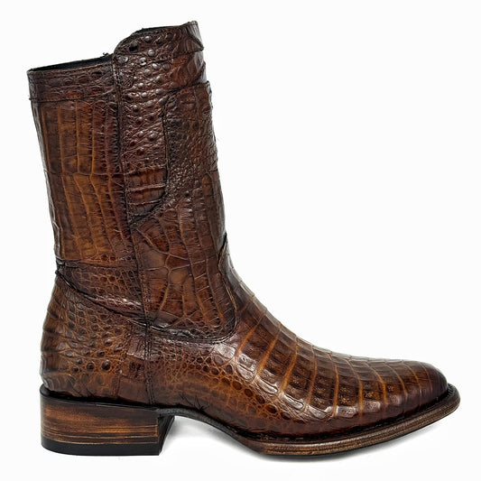 EDGAR BROWN CROCODILE BOOTS