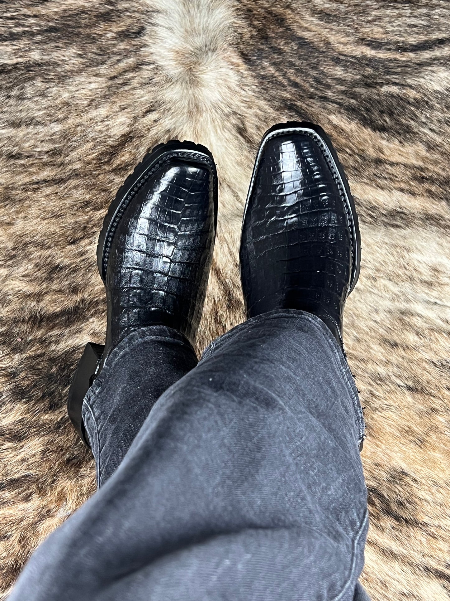 CHRISTIAN BLACK COCODRILO BOOTS (TRACK) DUBAI
