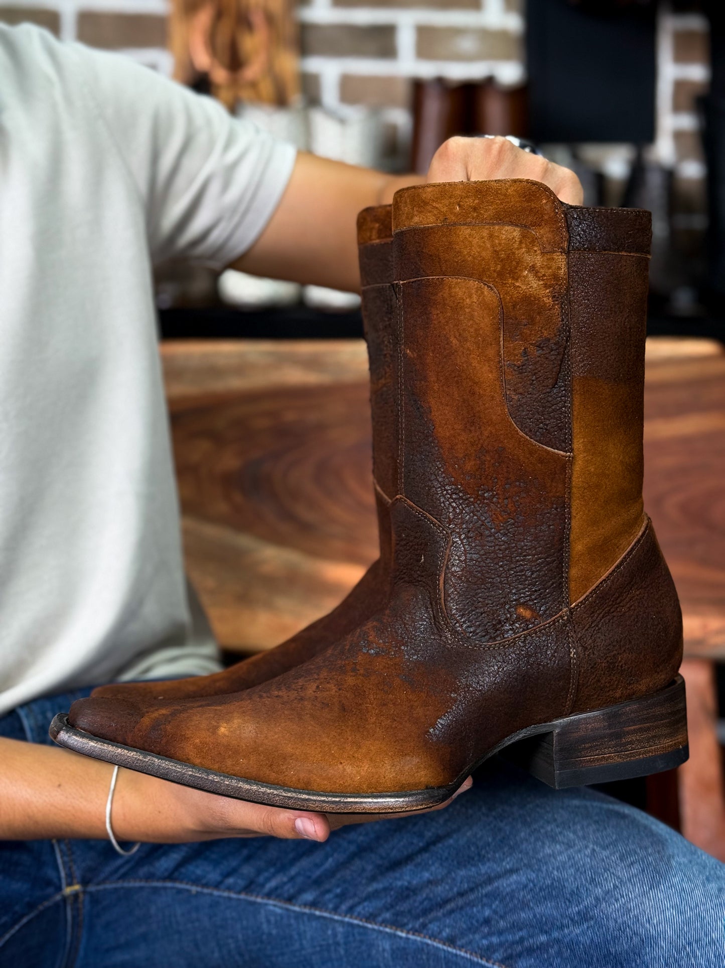 EMMA BROWN OSTRICH BOOTS