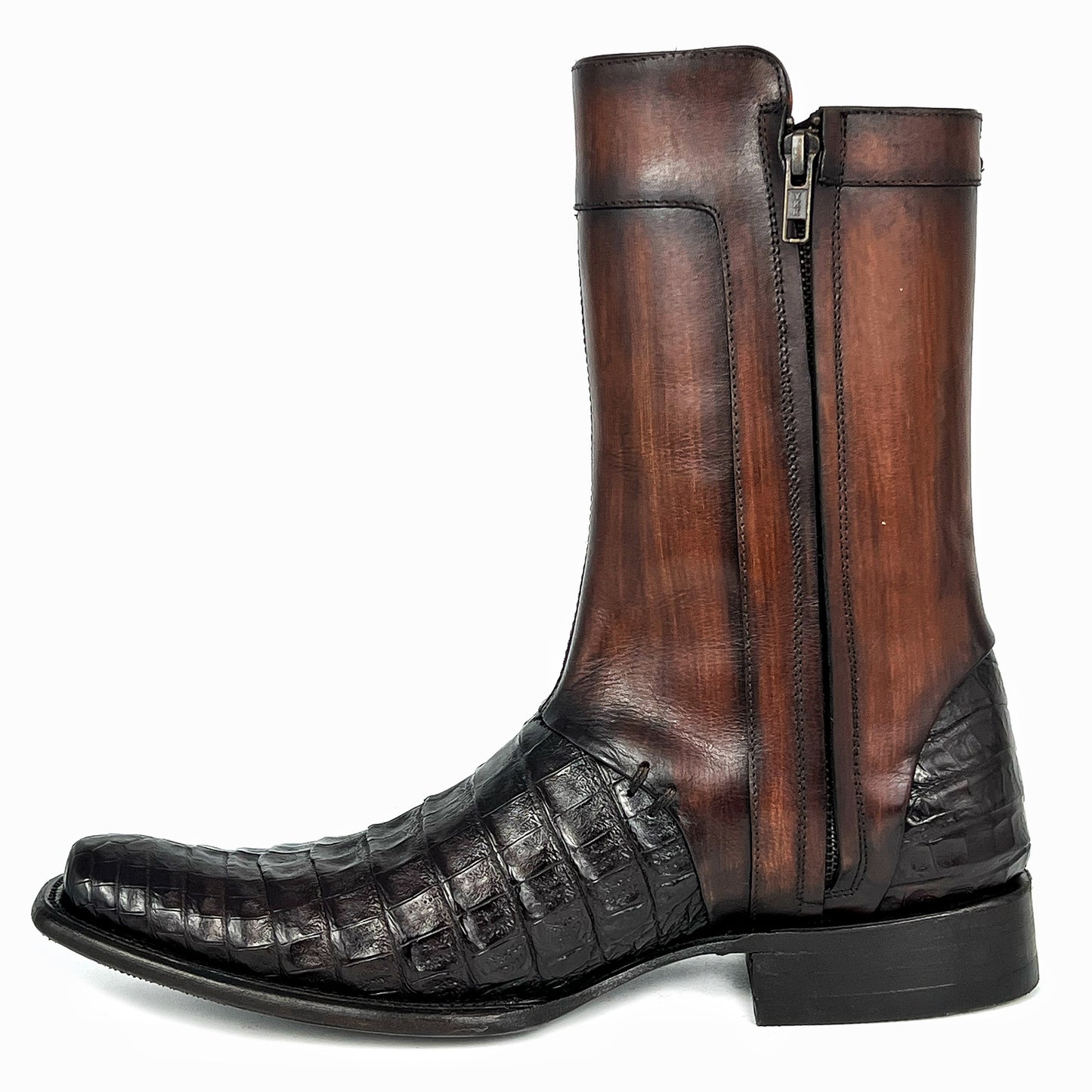 EDGAR BROWN CROCODILE BOOTS
