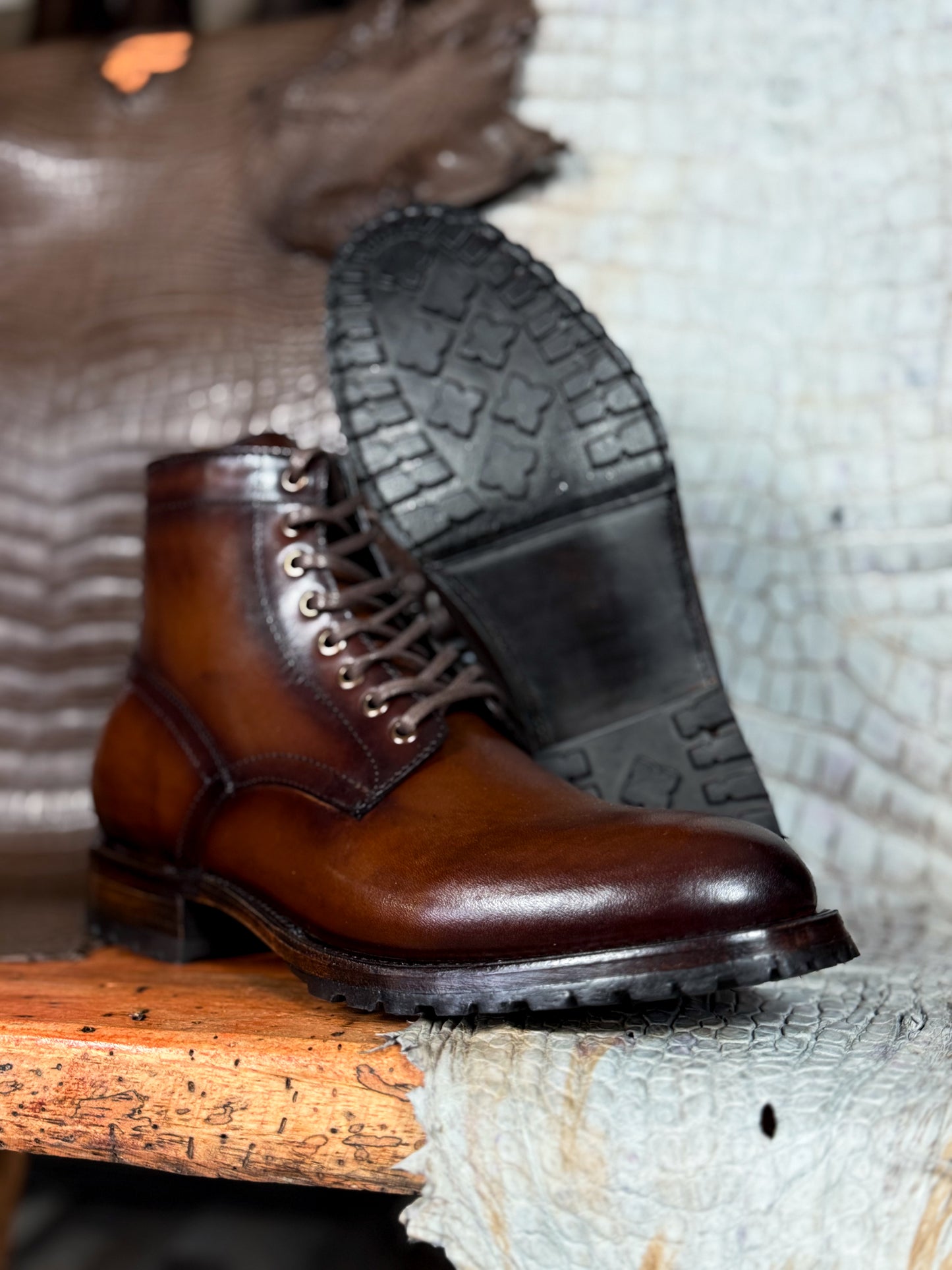 CARLO BROWN PITON BOOTS