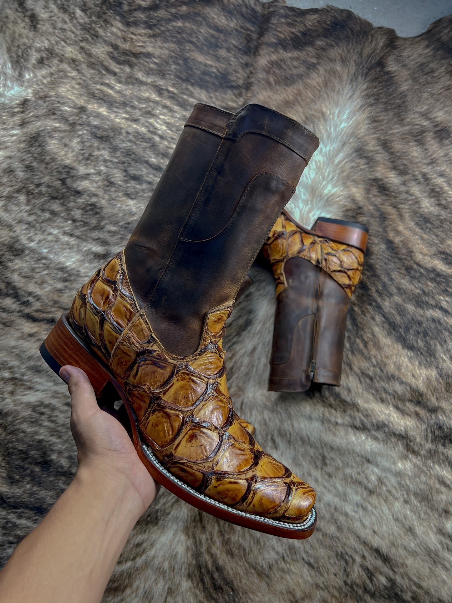 CARLO BROWN PITON BOOTS