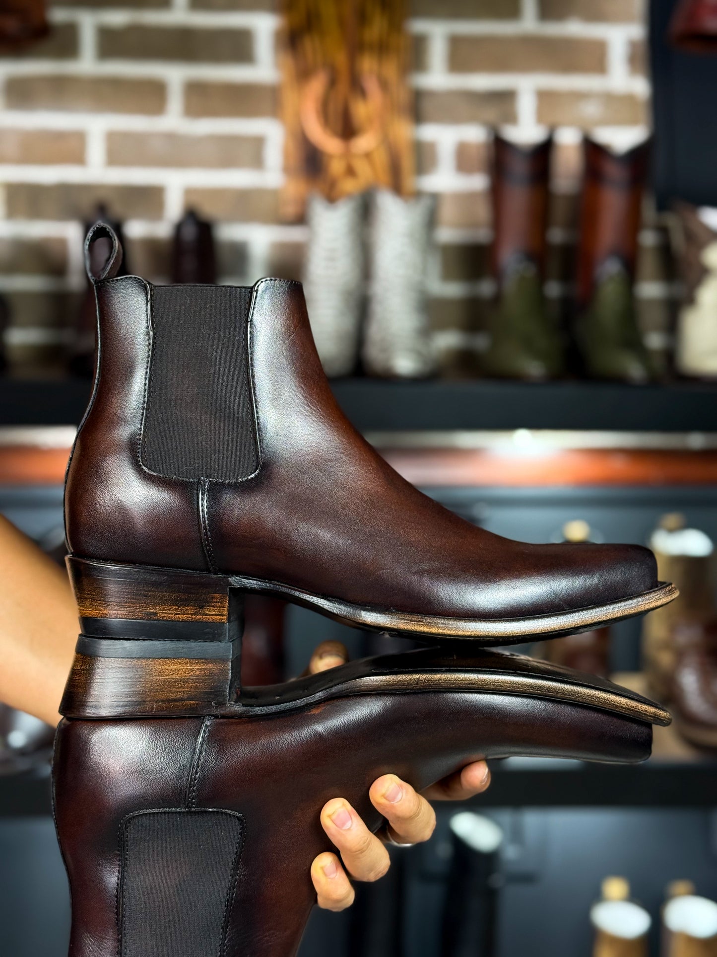 CARLO BROWN PITON BOOTS