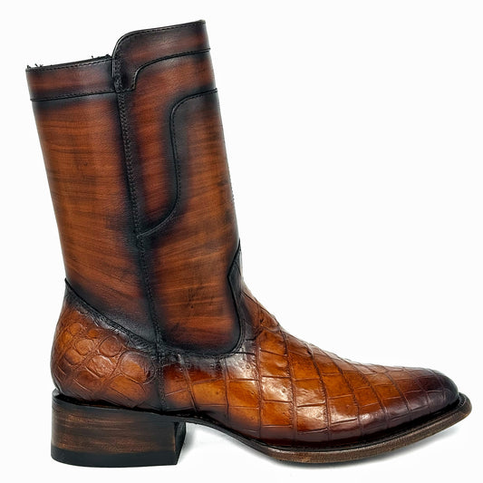 EDGAR BROWN CROCODILE BOOTS