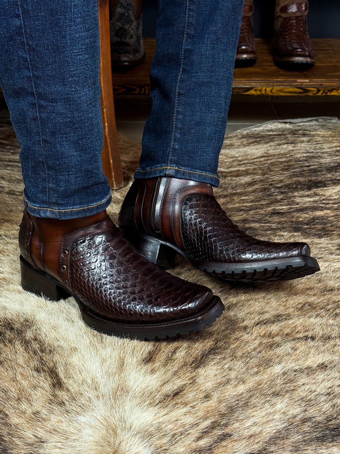 CARLO BROWN PITON BOOTS