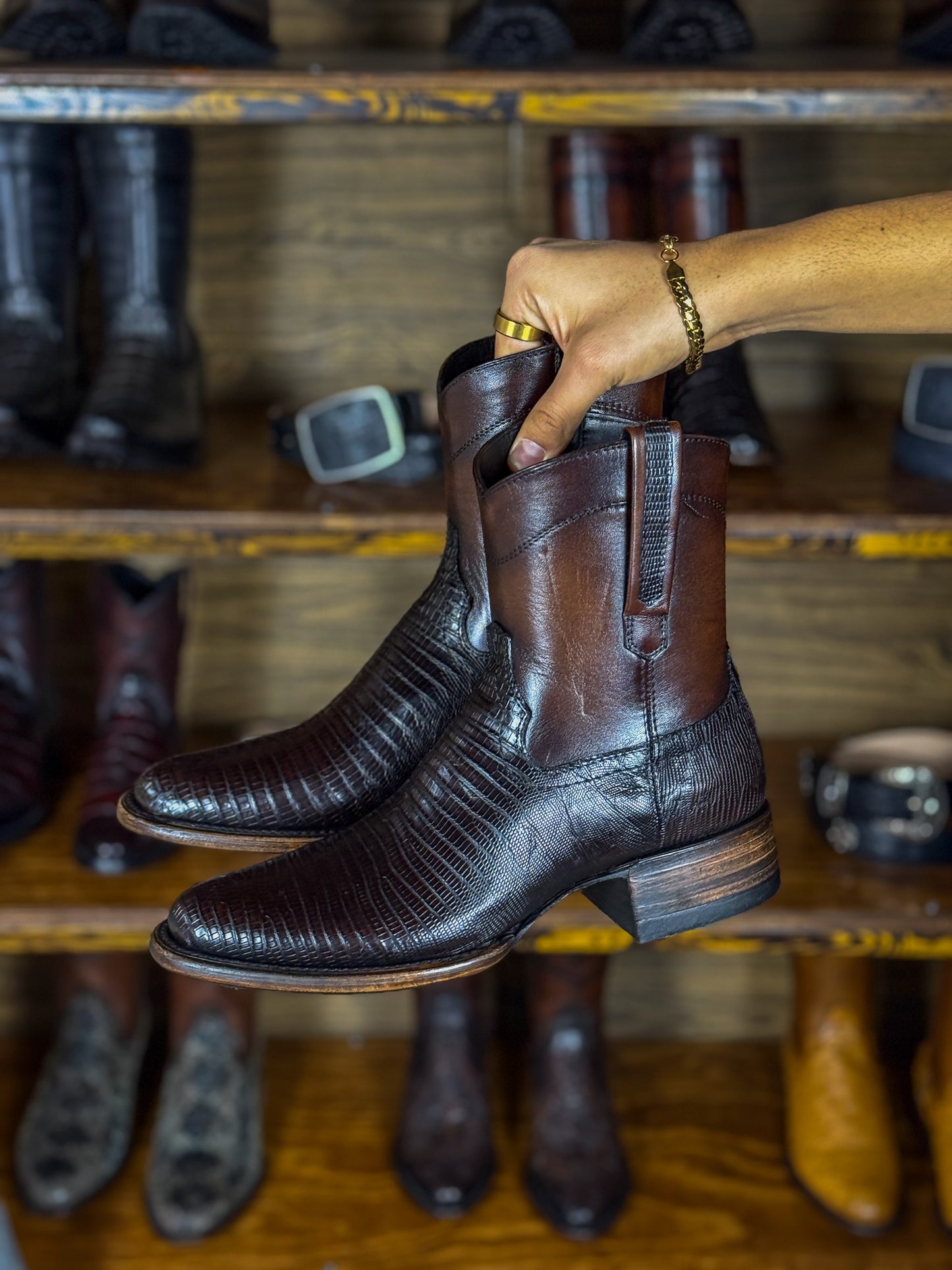 EMMA BROWN LIZARD BOOTS