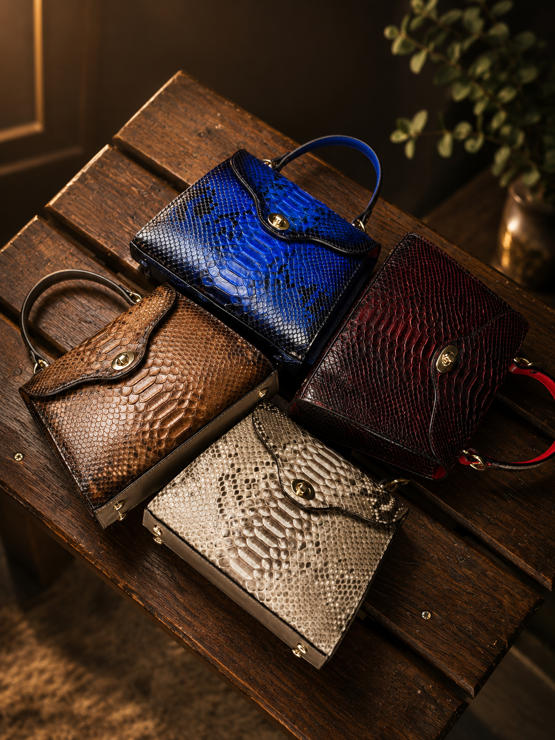 BOLSA PITON AZUL PARA DAMA