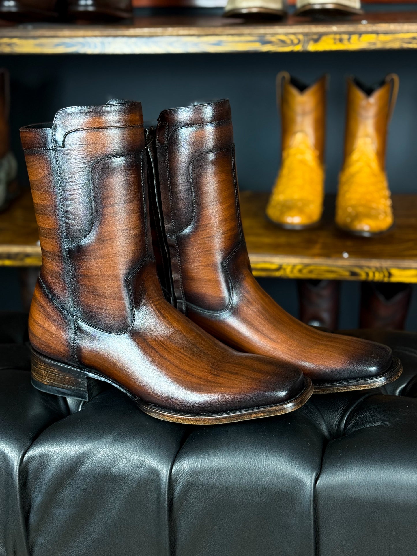 CARLO BROWN PITON BOOTS