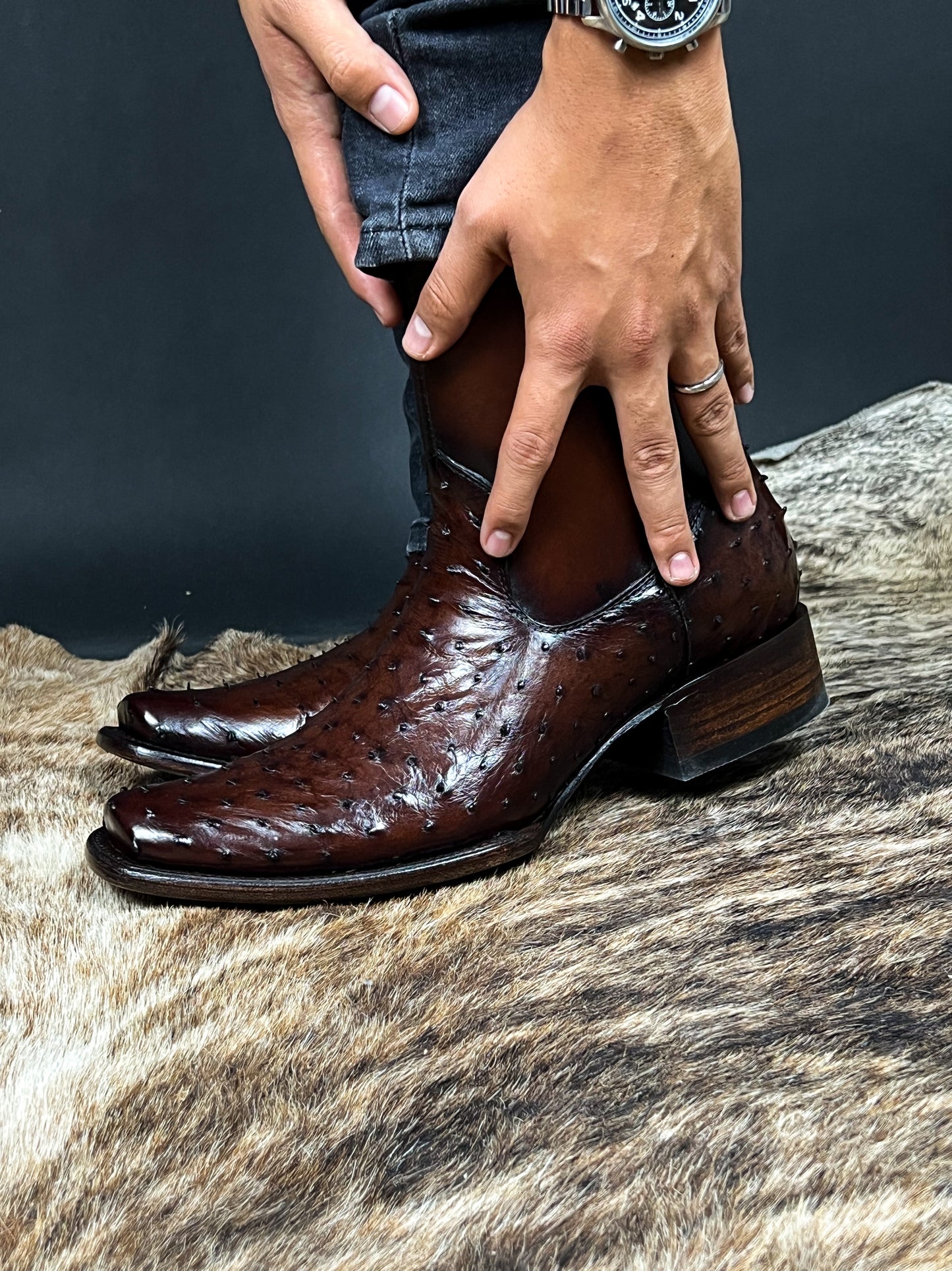 EMMA BROWN OSTRICH BOOTS