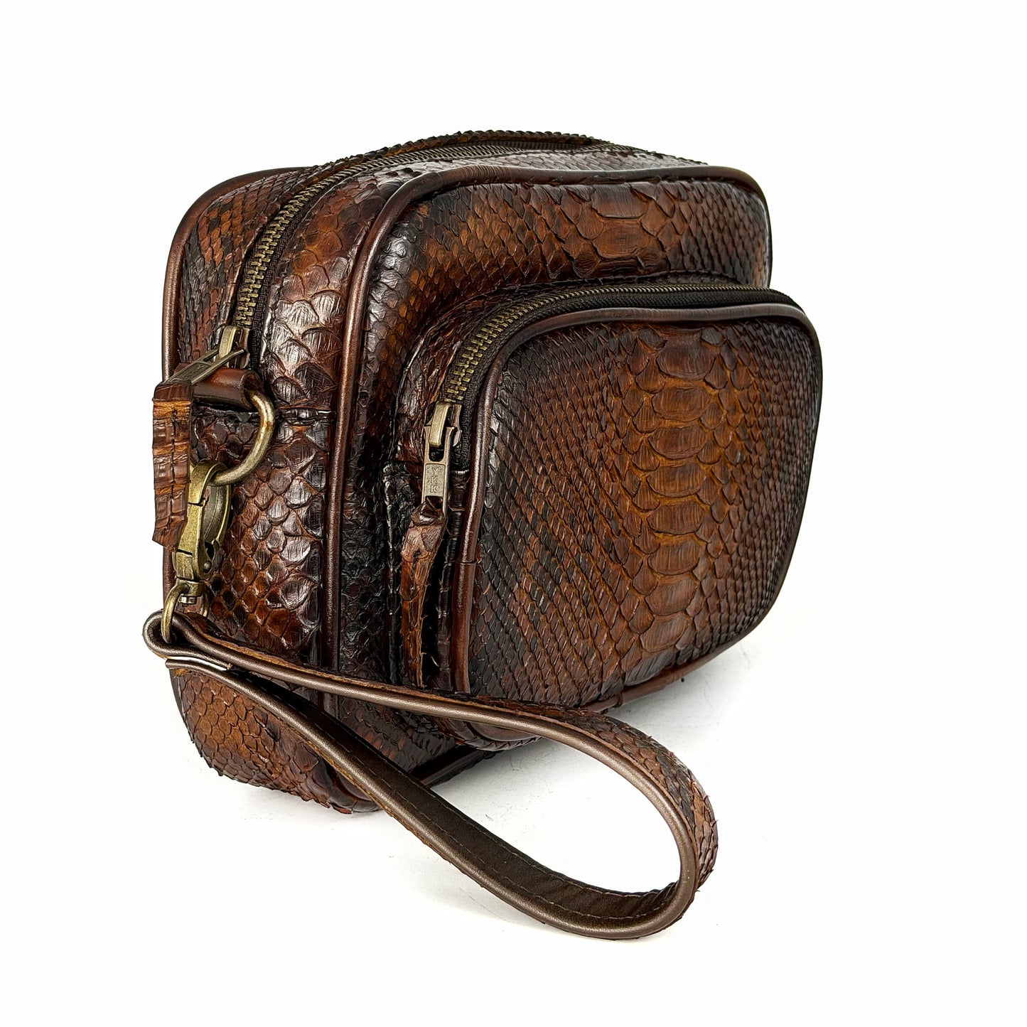 BANDOLERA PITON MIEL DOS BOLSAS