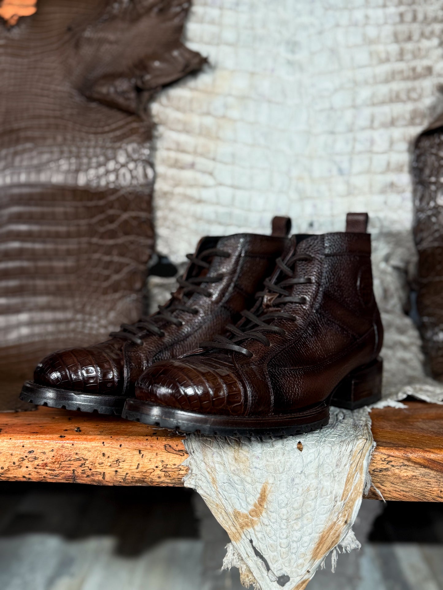 CARLO BROWN PITON BOOTS