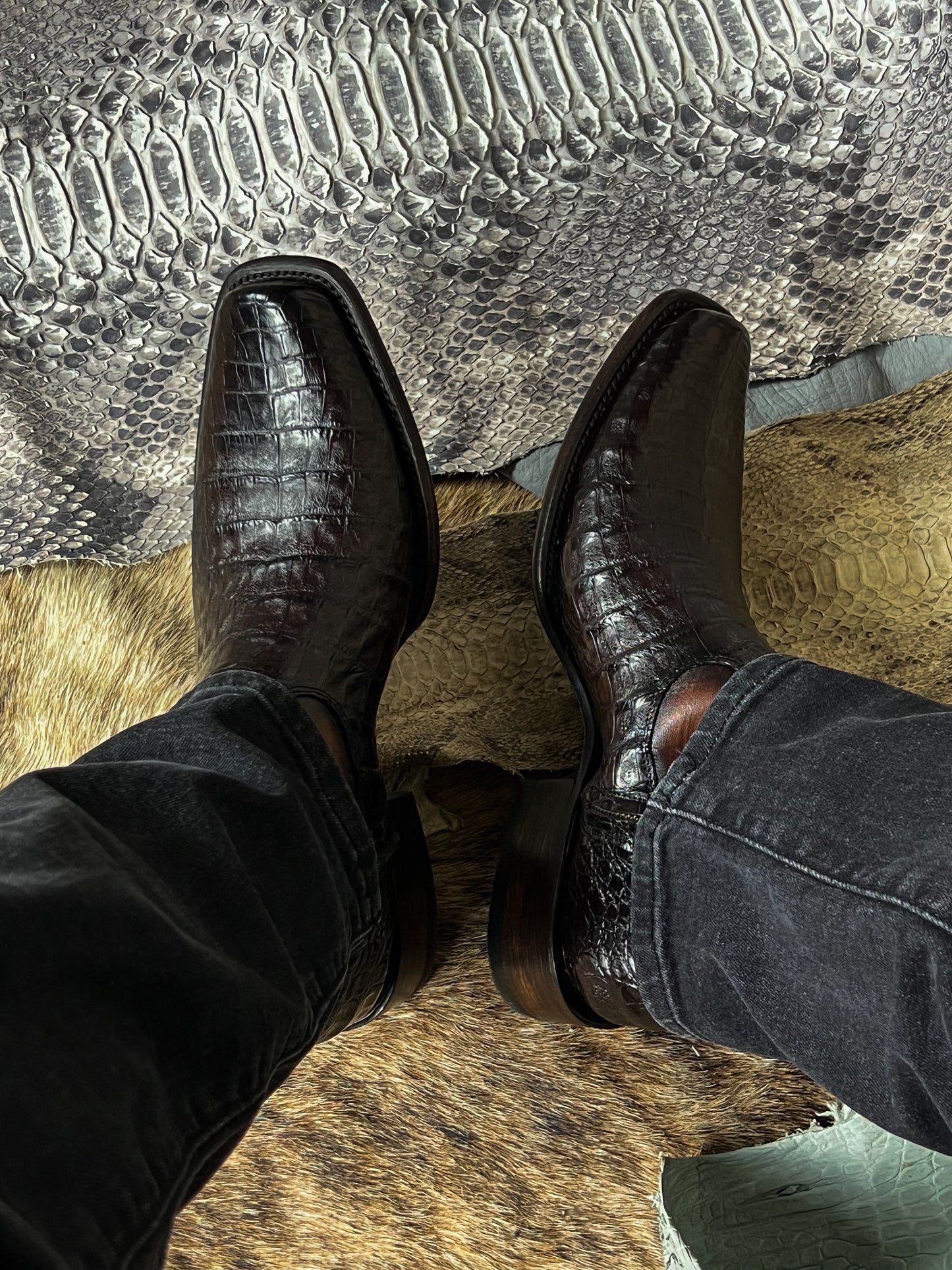 CHRISTIAN BROWN COCODRILO BOOTS DUBAI