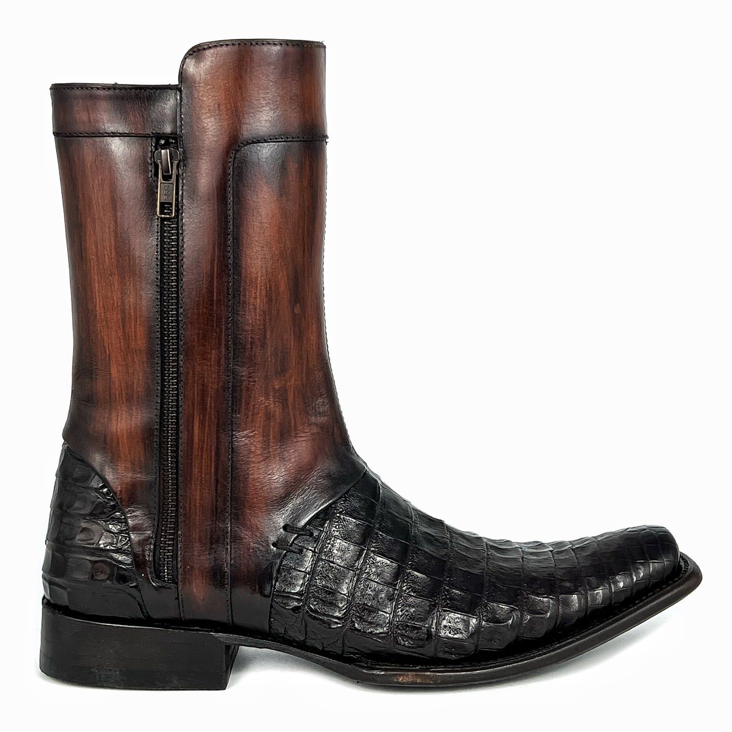 EDGAR BROWN CROCODILE BOOTS