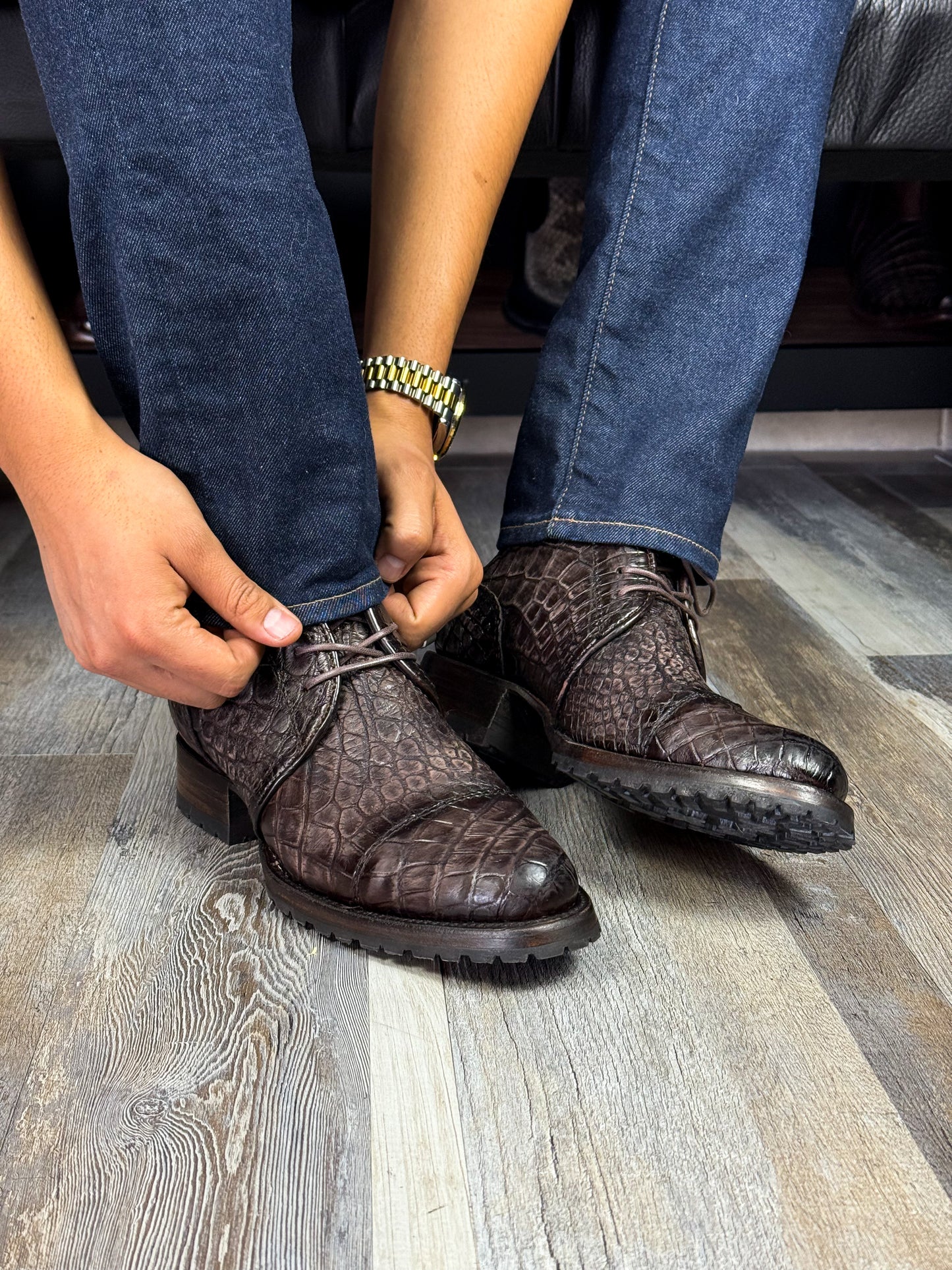 CARLO BROWN PITON BOOTS