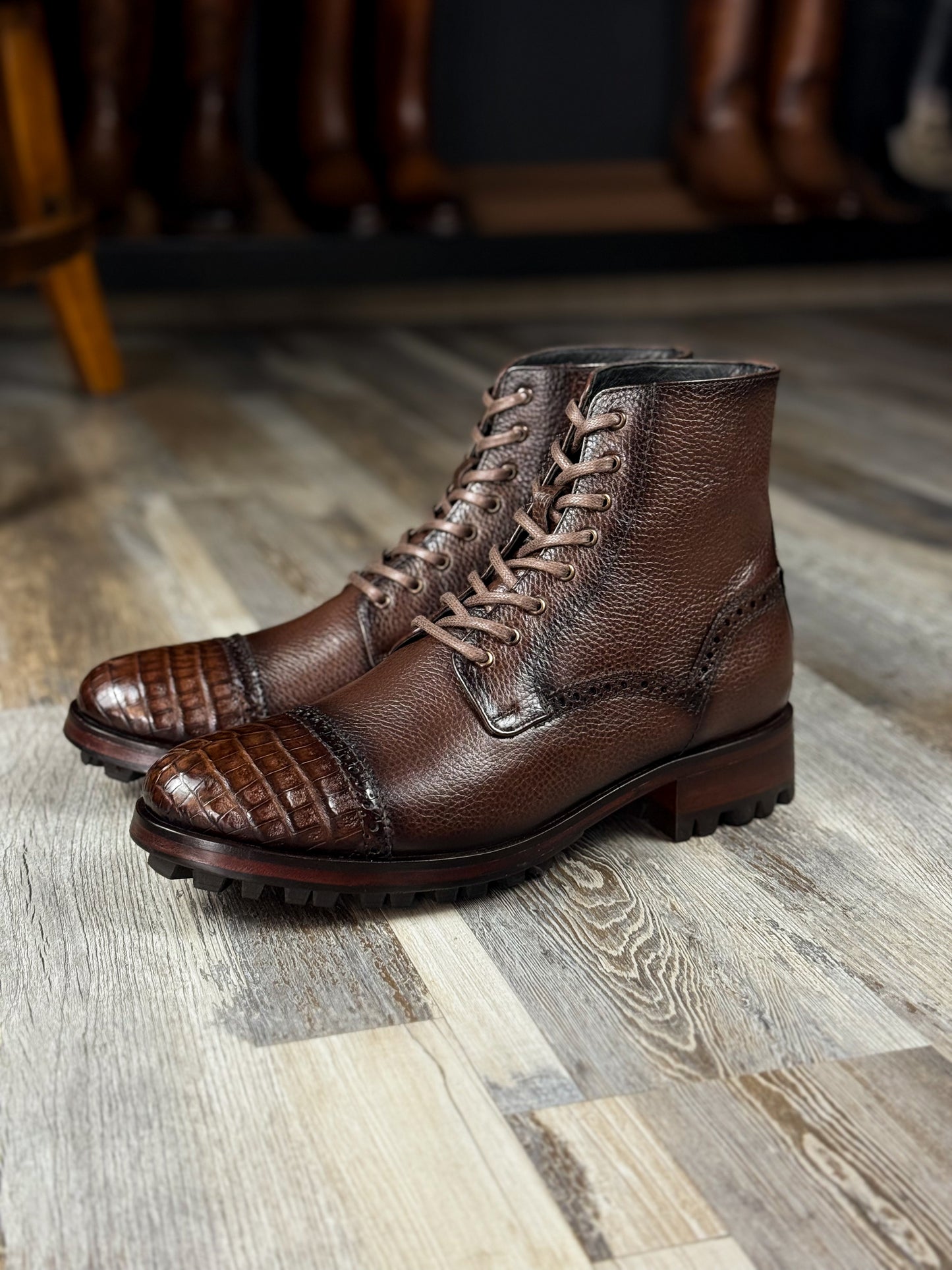 CARLO BROWN PITON BOOTS