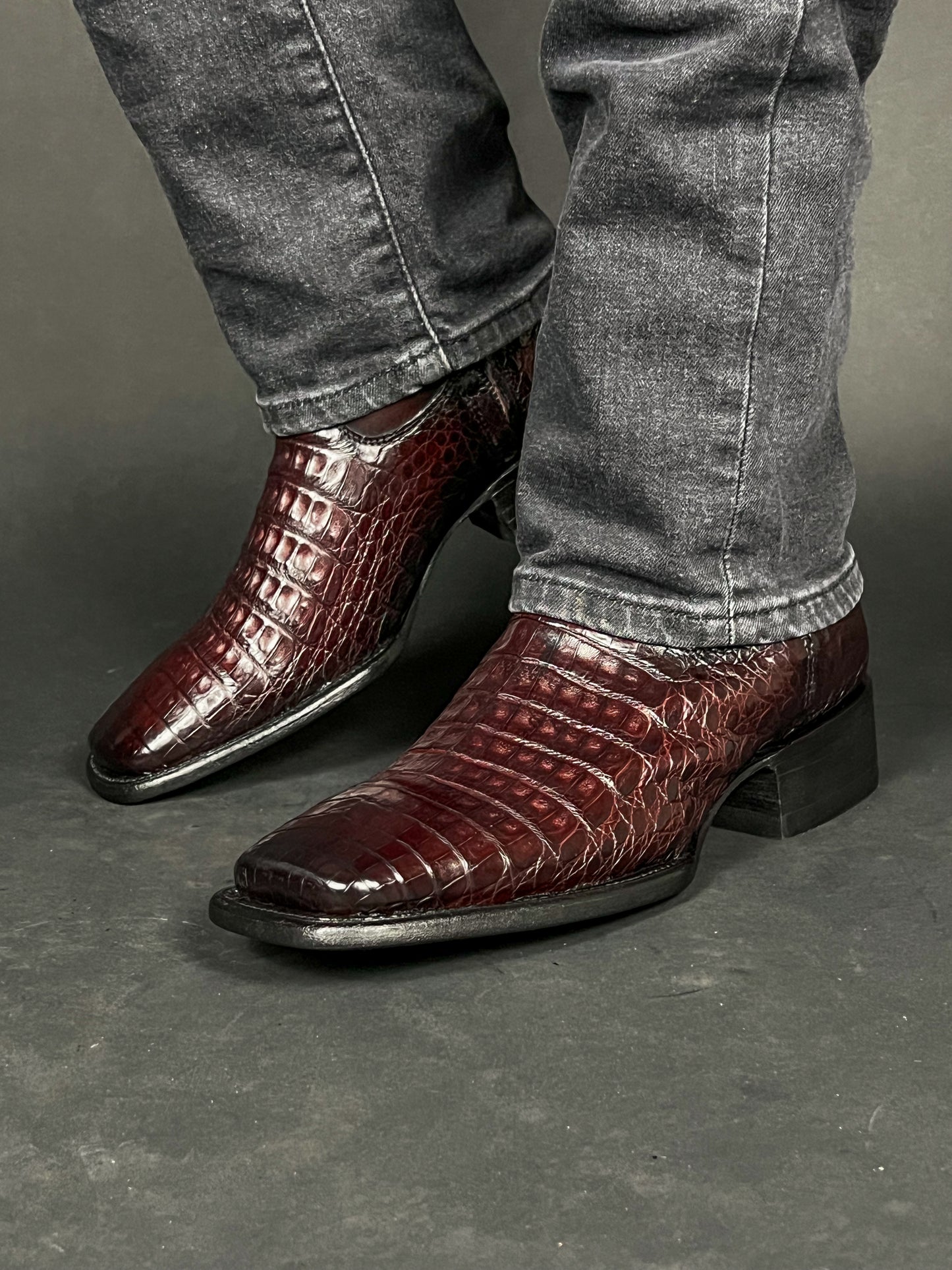 EDGAR BROWN CROCODILE BOOTS