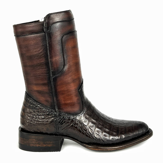 EDGAR BROWN CROCODILE BOOTS