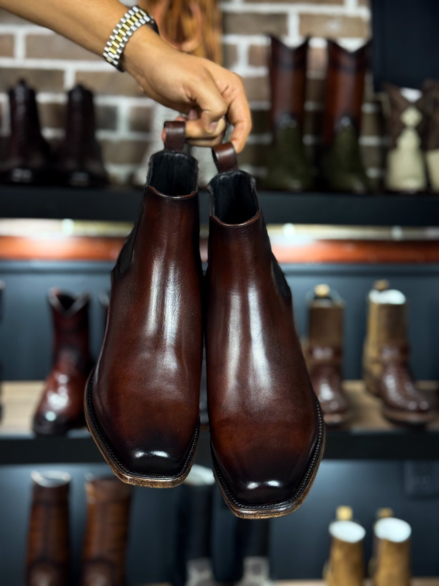 CARLO BROWN PITON BOOTS