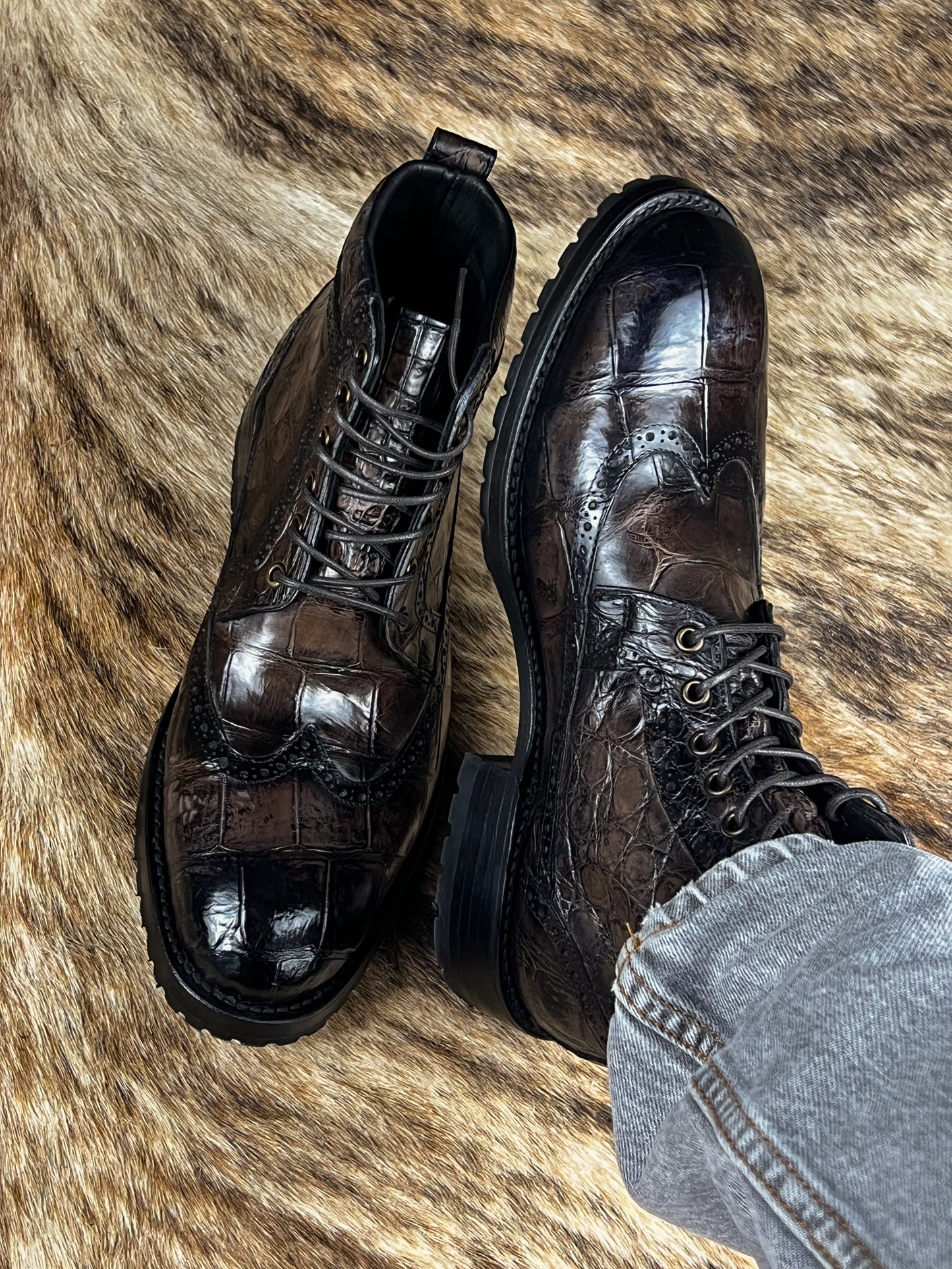 CARLO BROWN PITON BOOTS