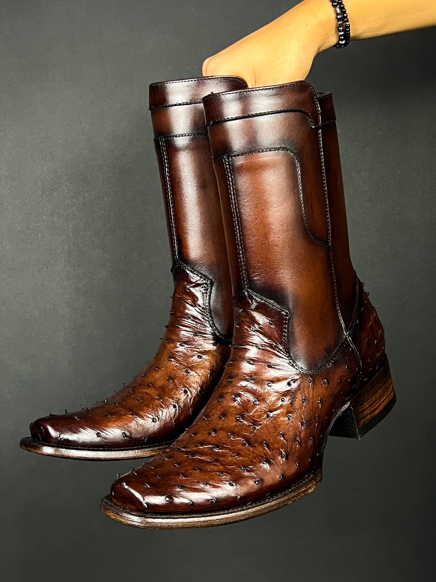 EMMA BROWN OSTRICH BOOTS