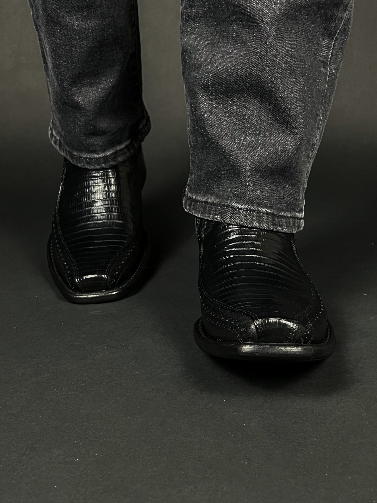 BLACK FLORETA LIZARD BOOTS DUBAI