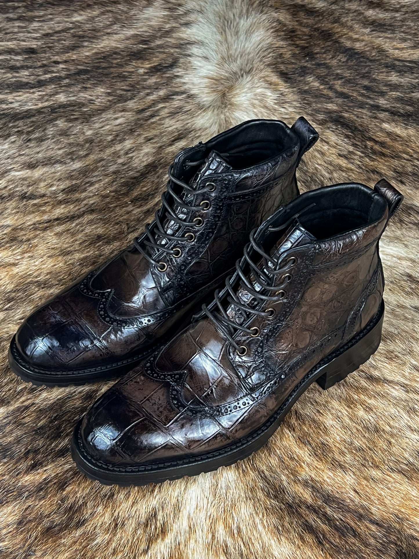 CARLO BROWN PITON BOOTS