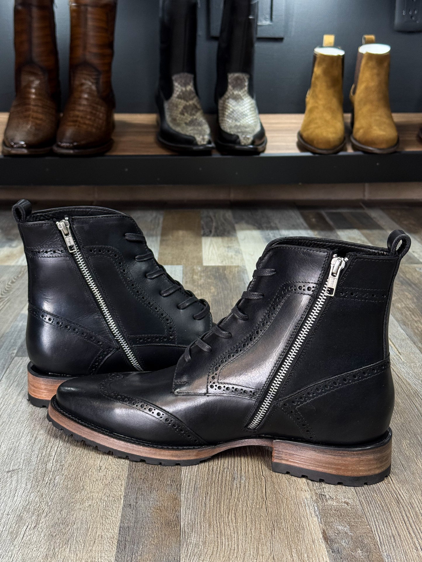 CARLO BROWN PITON BOOTS