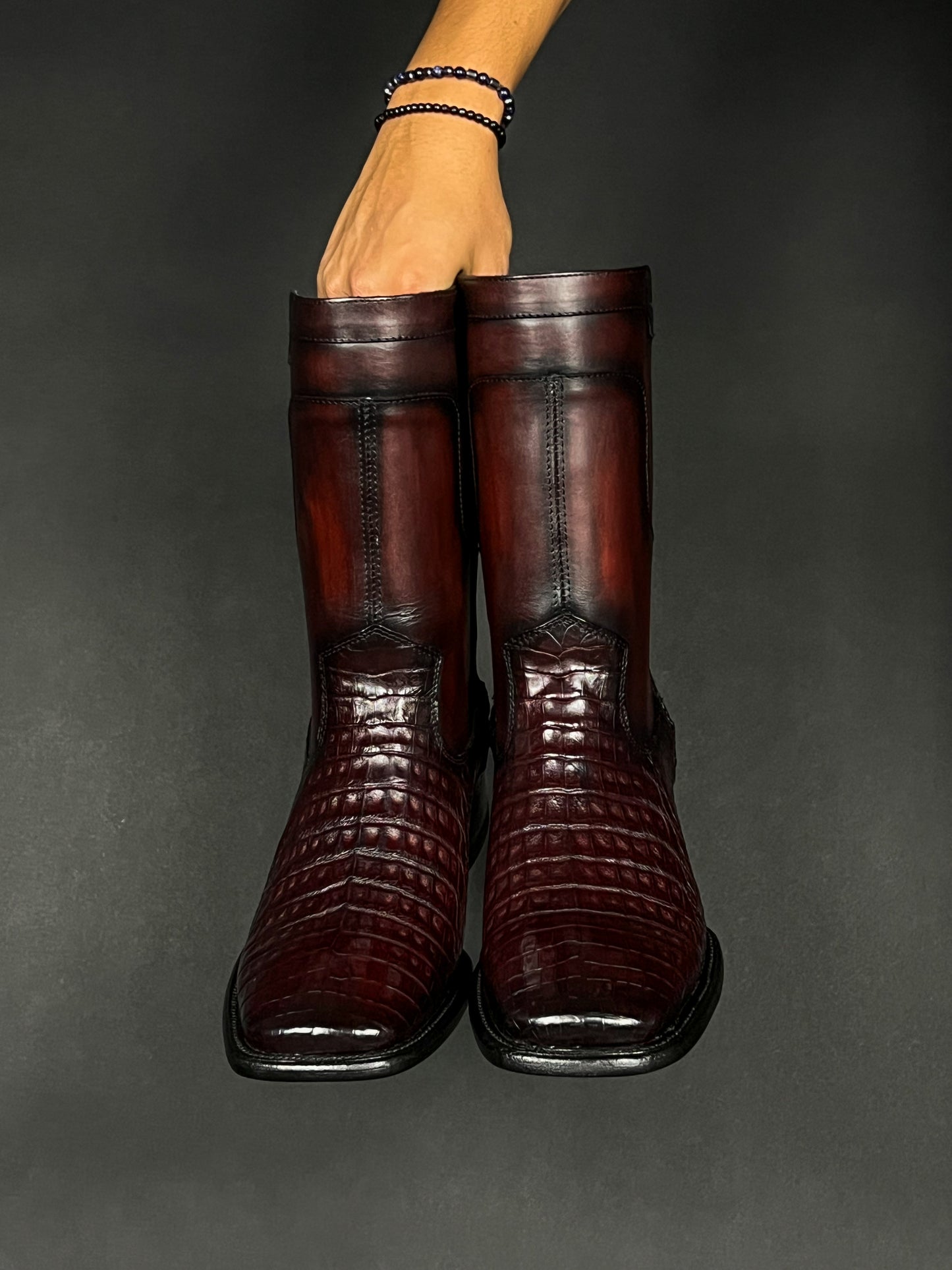 EDGAR BROWN CROCODILE BOOTS