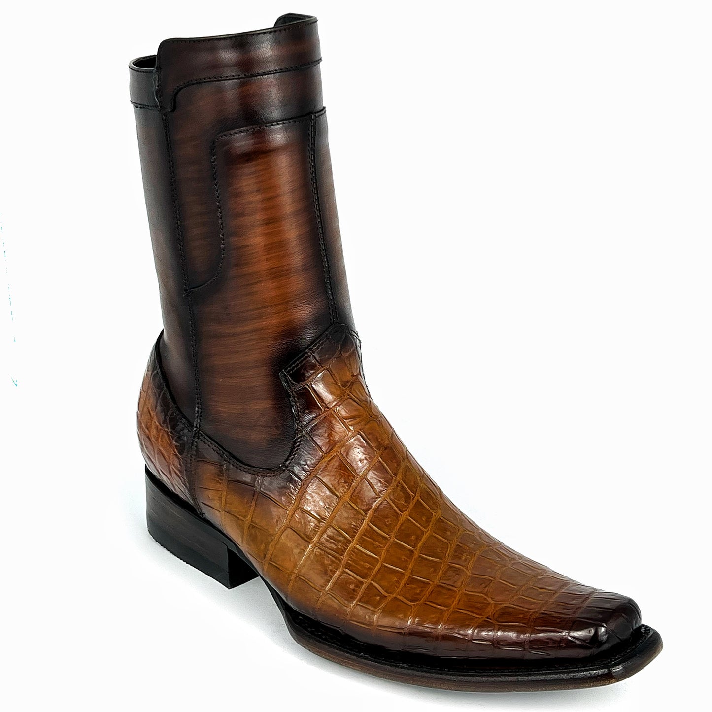 EDGAR BROWN CROCODILE BOOTS