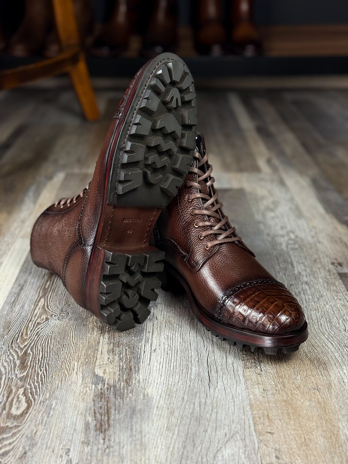 CARLO BROWN PITON BOOTS