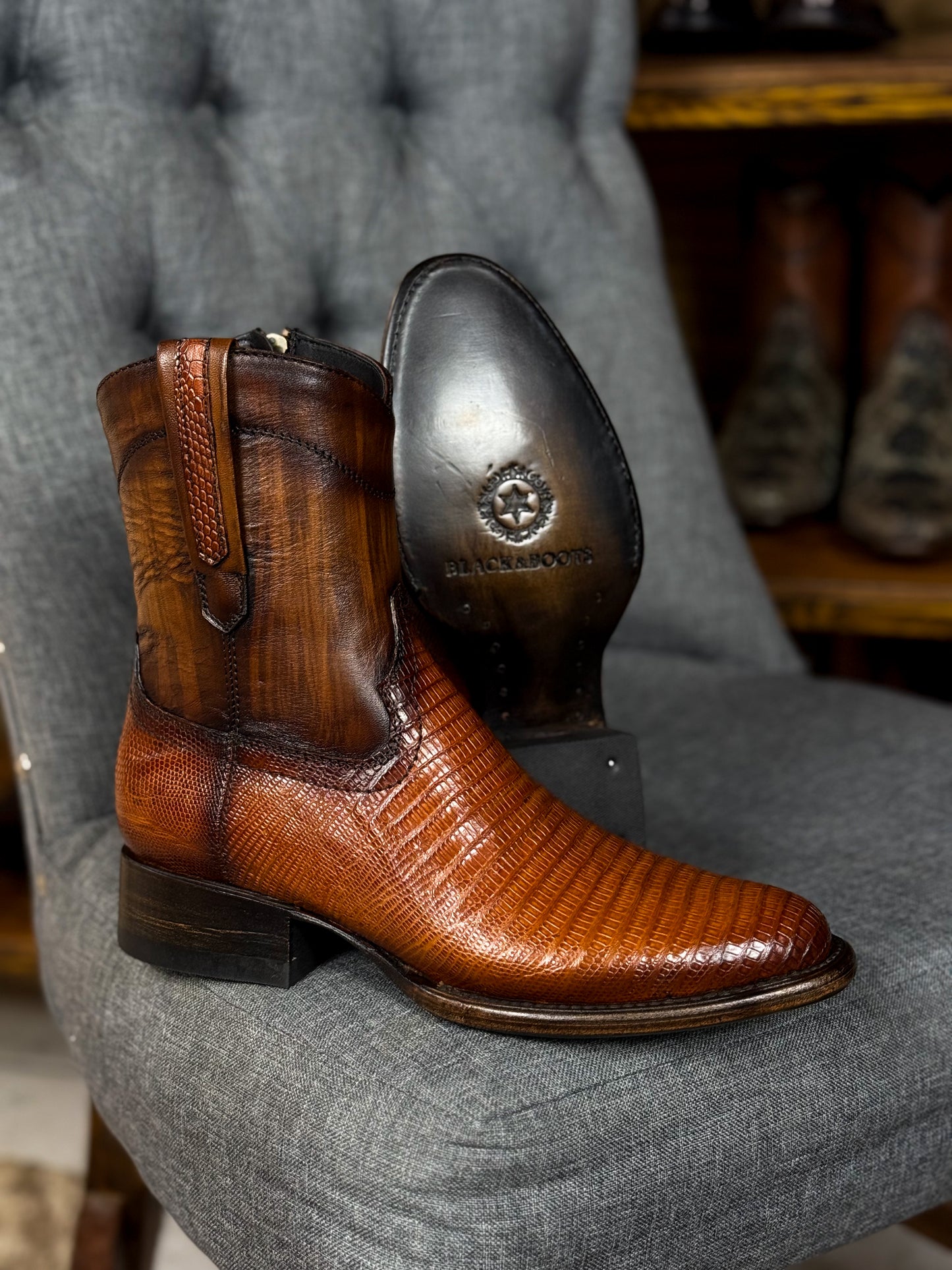 EMMA BROWN LIZARD BOOTS