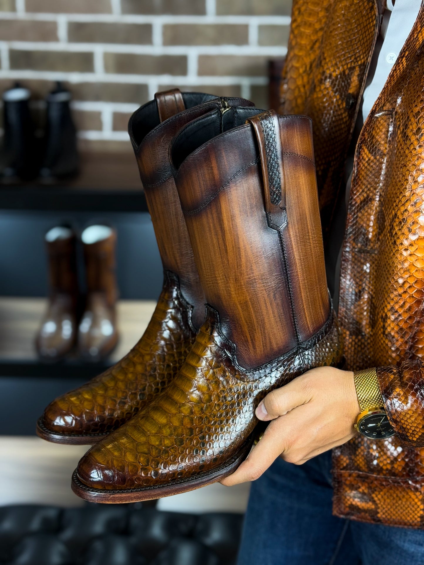 EMMA BROWN PITON BOOTS