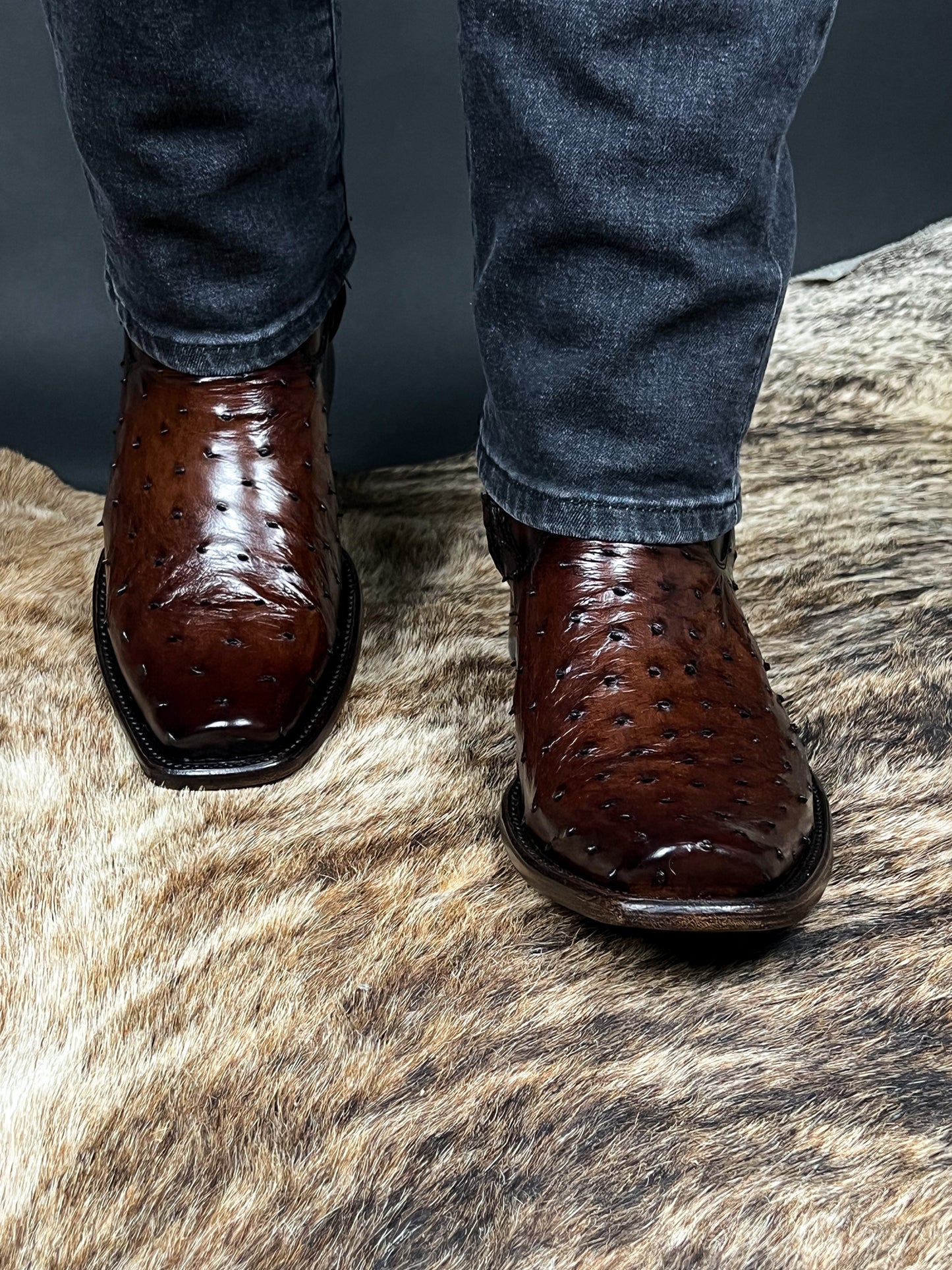 EMMA BROWN OSTRICH BOOTS