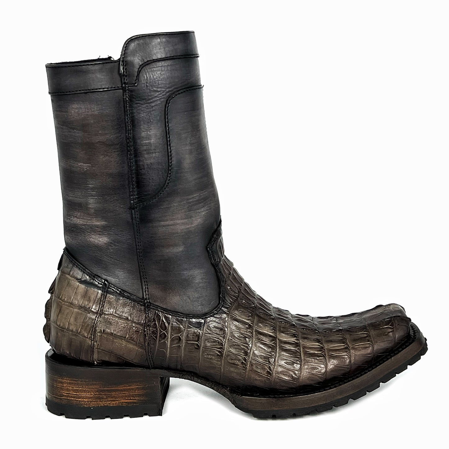 EDGAR BROWN CROCODILE BOOTS