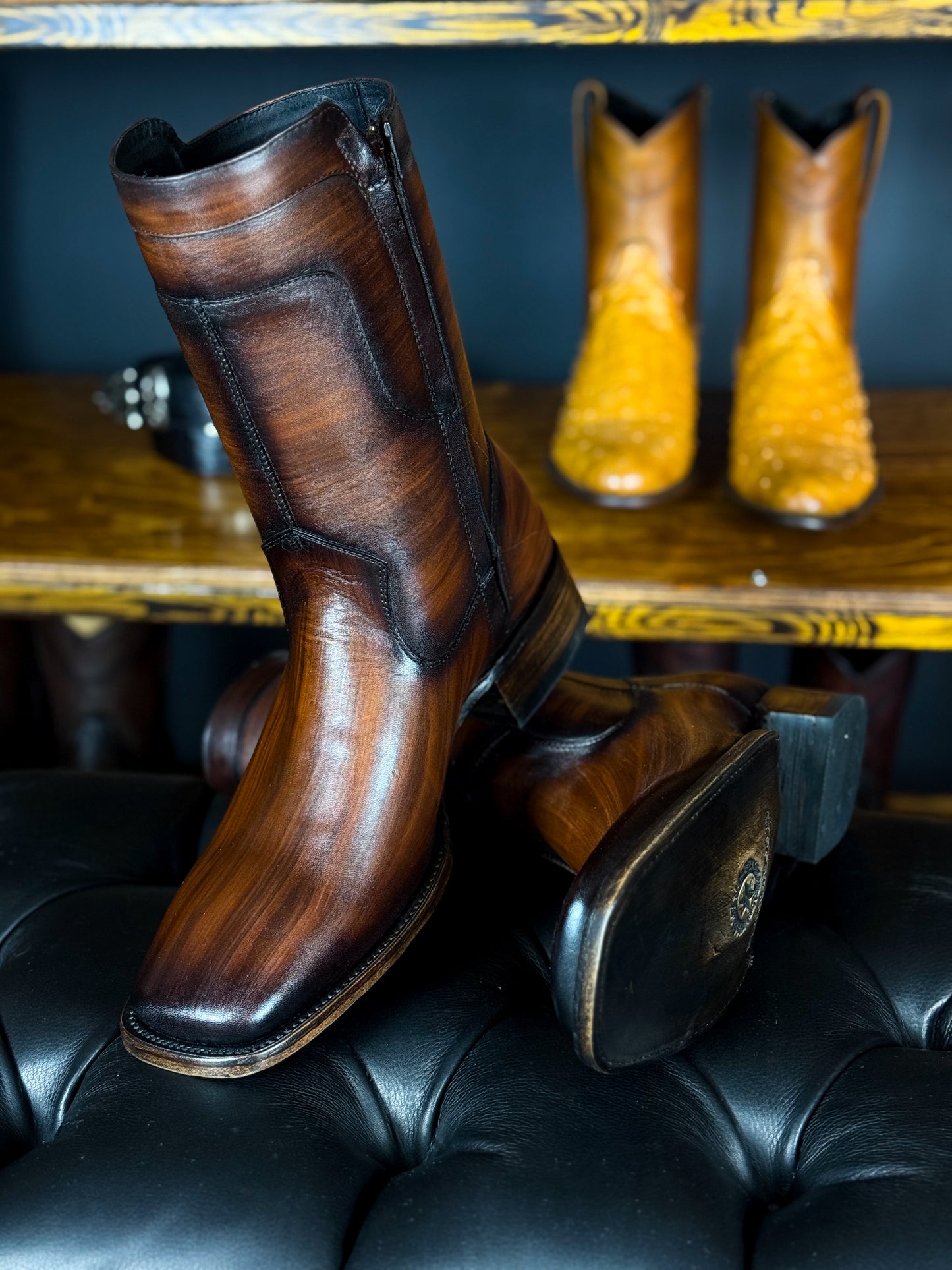 CARLO BROWN PITON BOOTS