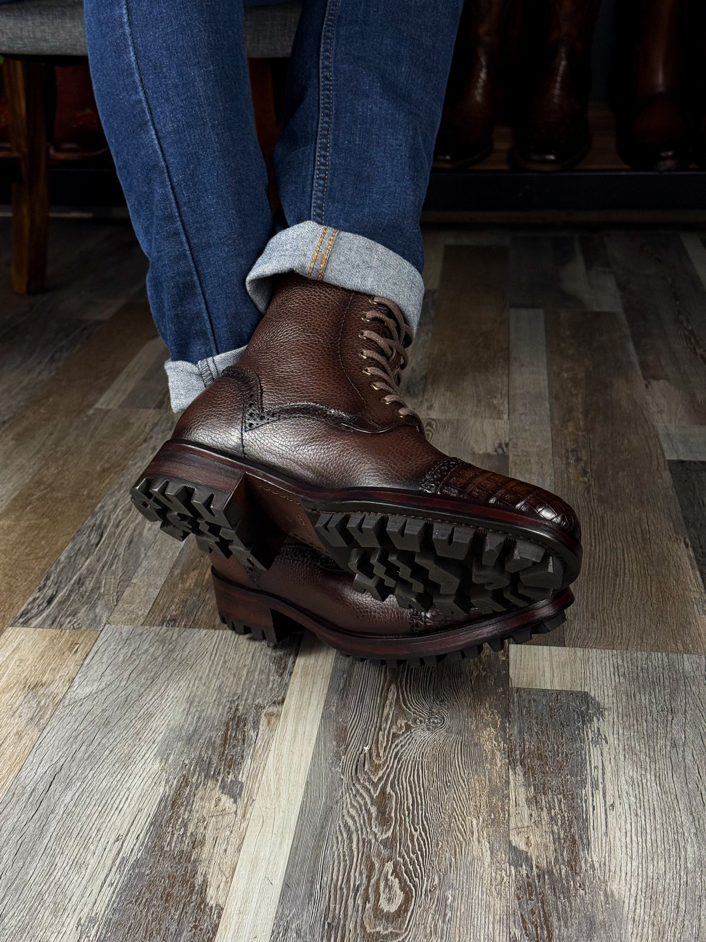 CARLO BROWN PITON BOOTS