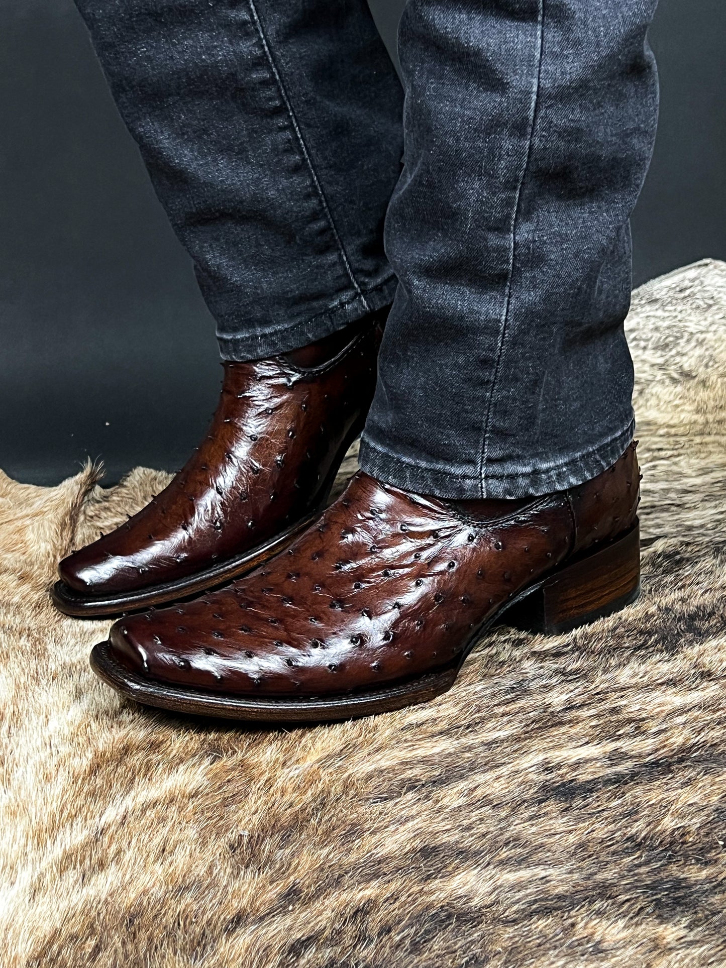 EMMA BROWN OSTRICH BOOTS