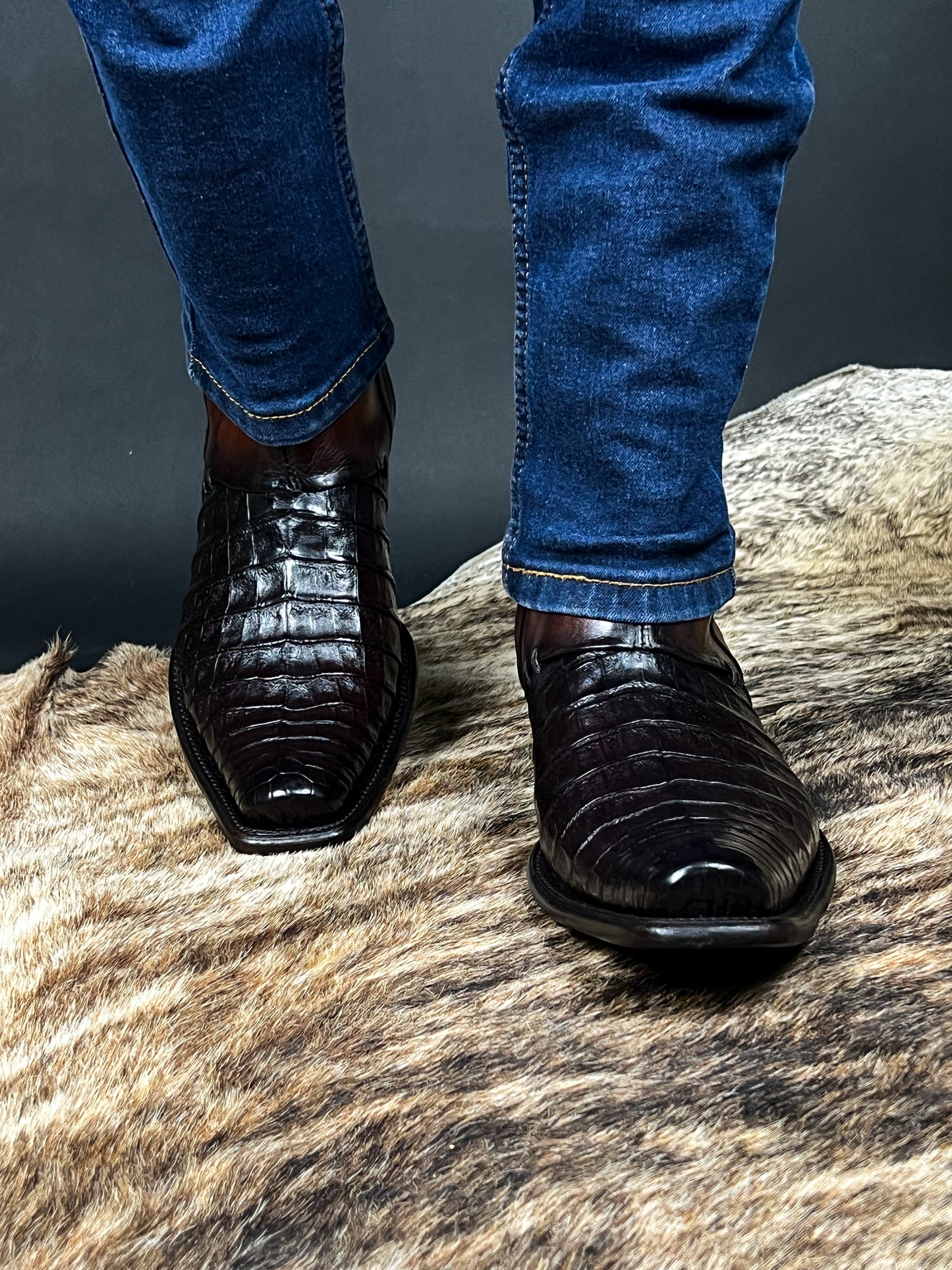 EDGAR BROWN CROCODILE BOOTS