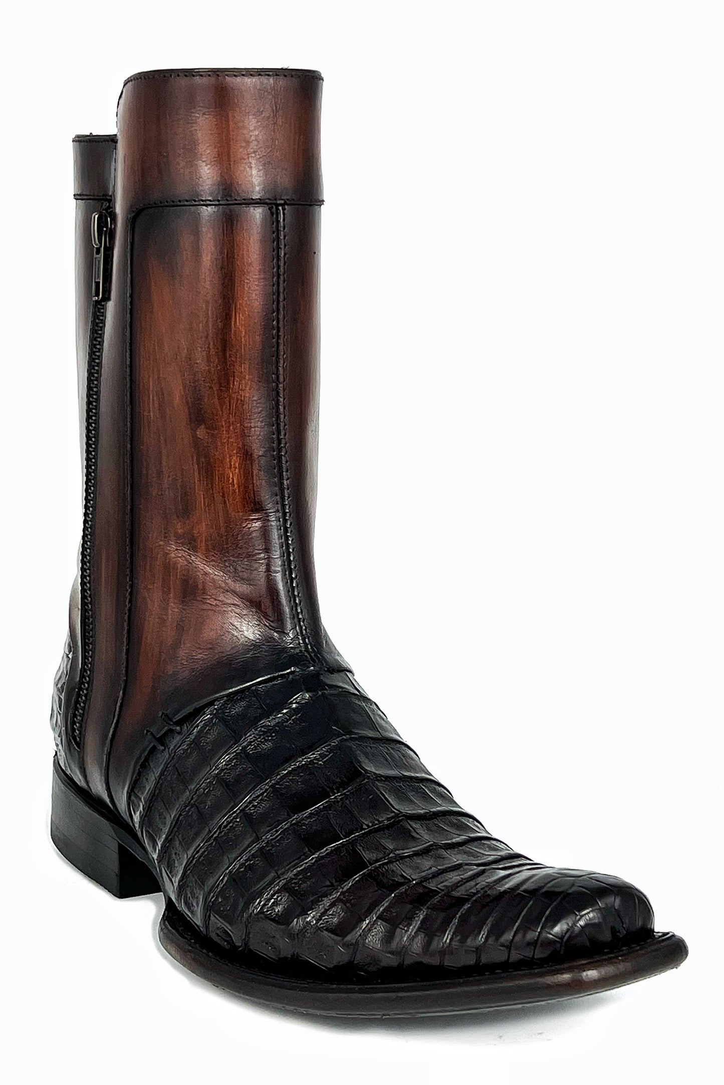EDGAR BROWN CROCODILE BOOTS