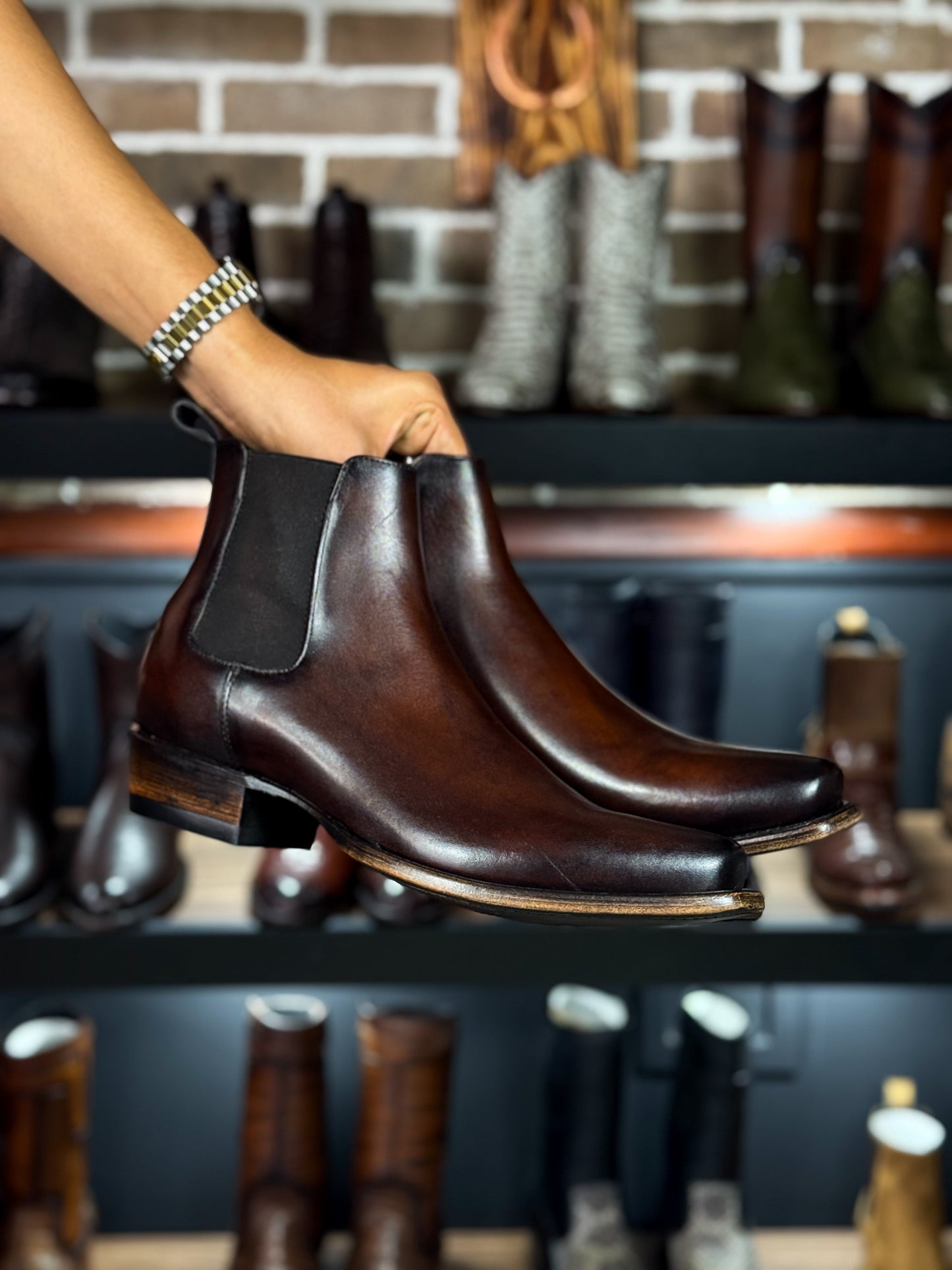CARLO BROWN PITON BOOTS