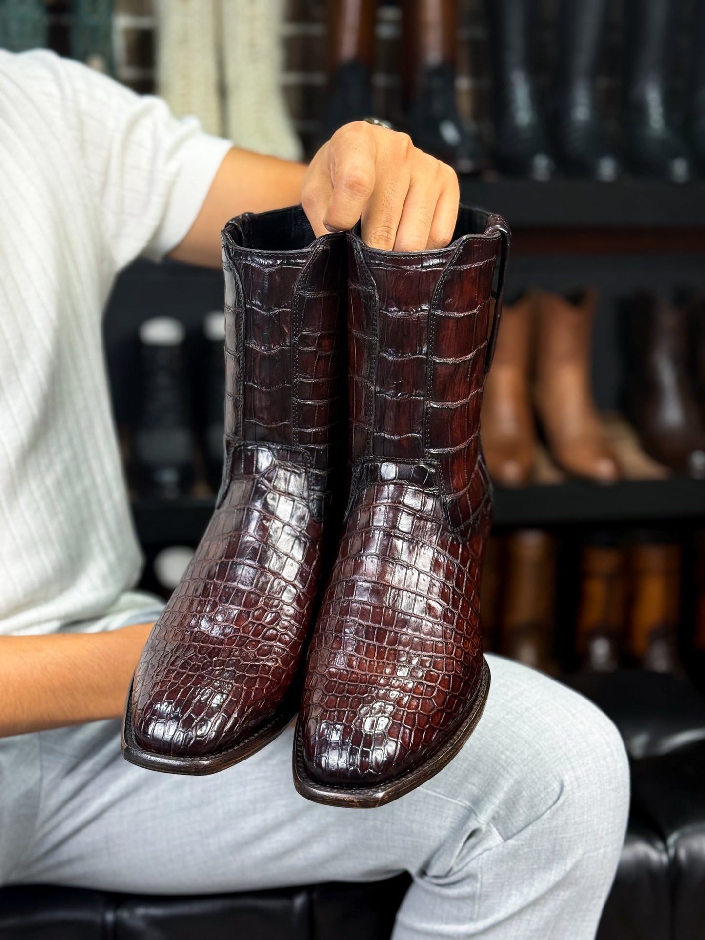 ARTHUR VINO FULL COCODRILO MORELETI BOOTS FRANCESA