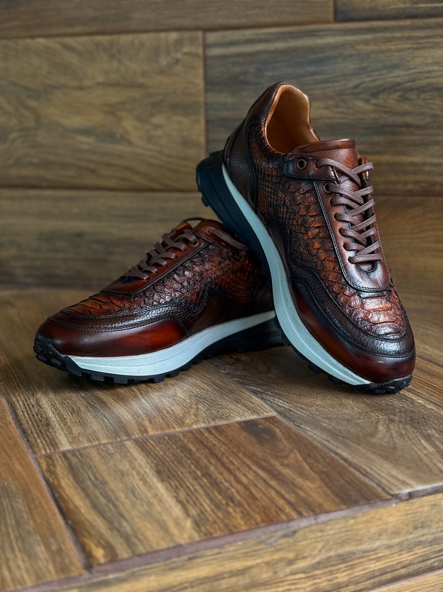 CARLO BROWN PITON BOOTS