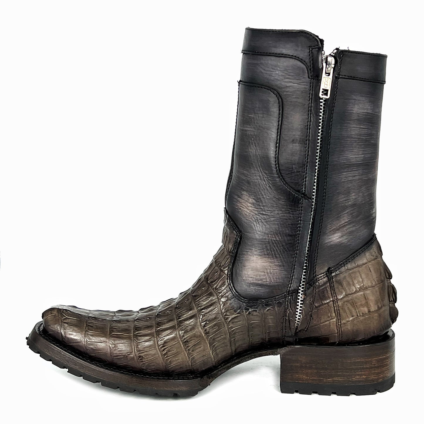 EDGAR BROWN CROCODILE BOOTS