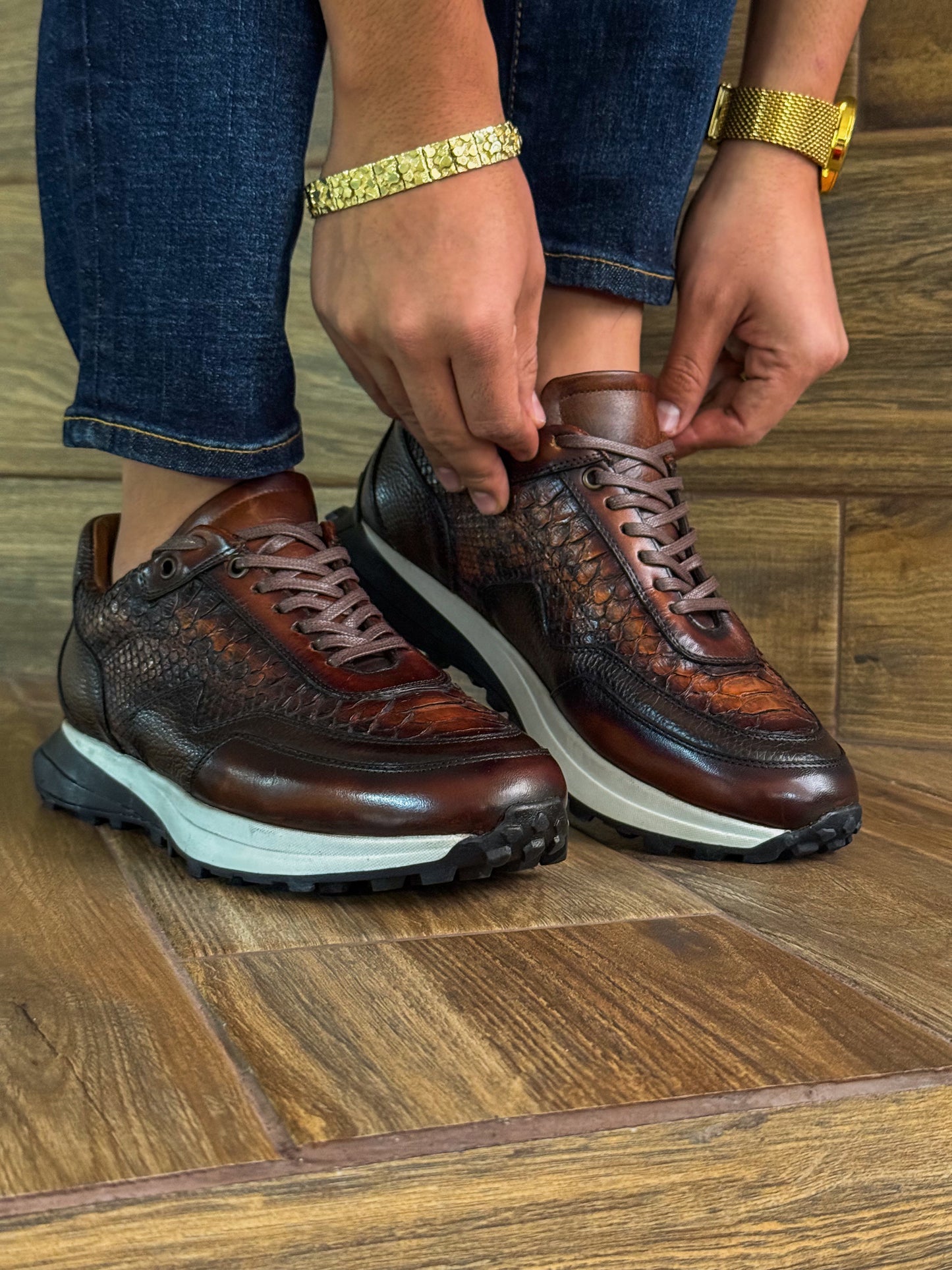 CARLO BROWN PITON BOOTS