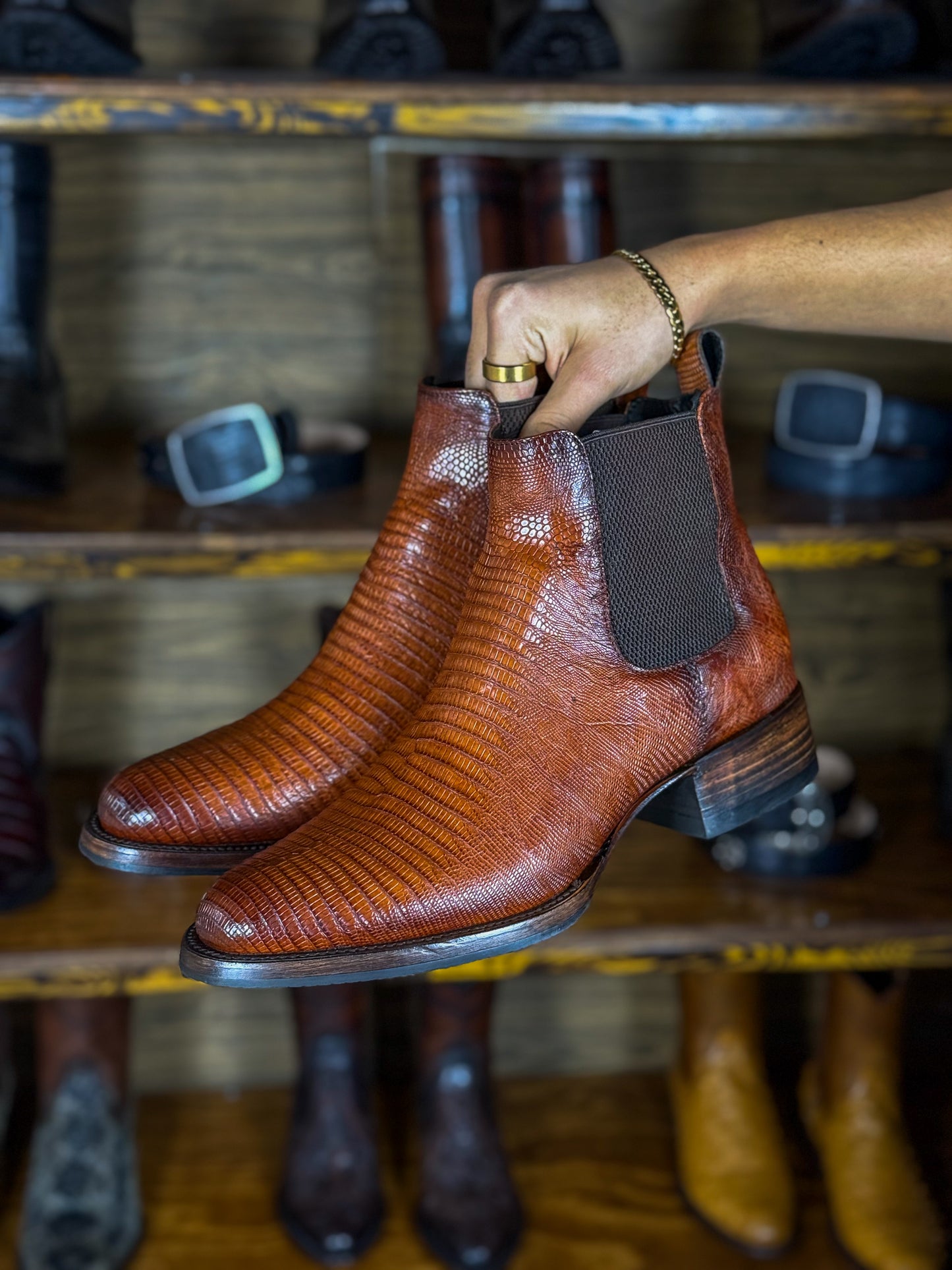 CARLO BROWN PITON BOOTS