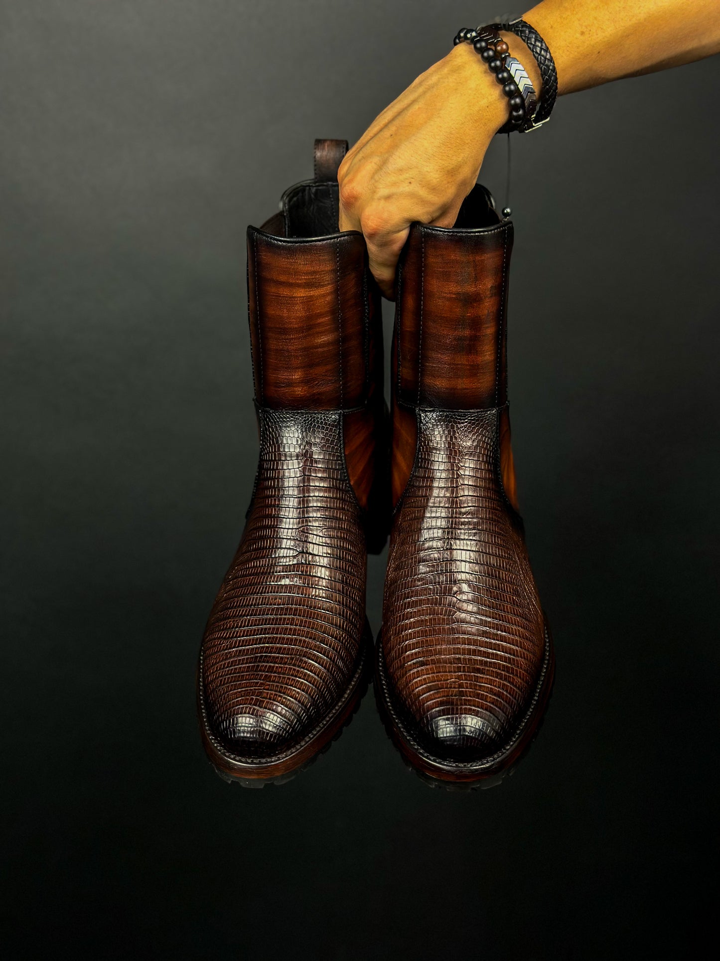 EMMA BROWN LIZARD BOOTS