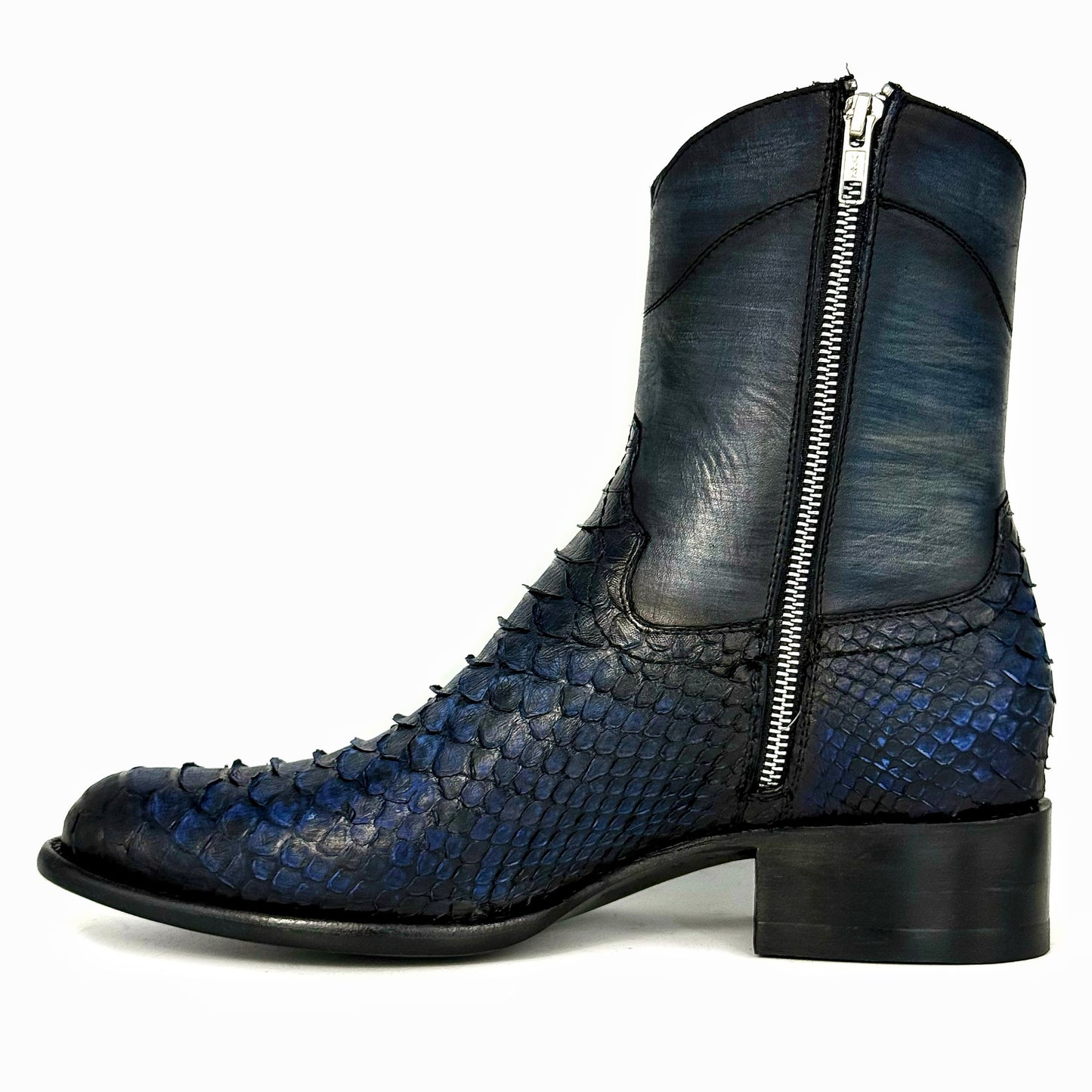 EMMA BLUE RUSTICO PITON BOOTS OVAL