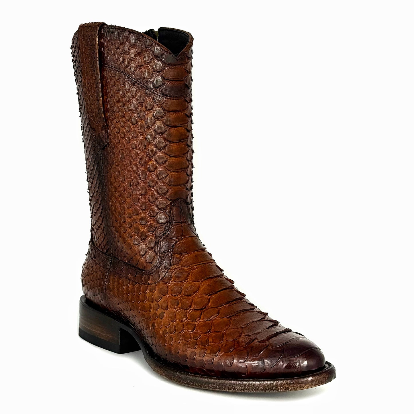 EMMA HIGH BROWN FULL PITON BOOTS OVAL